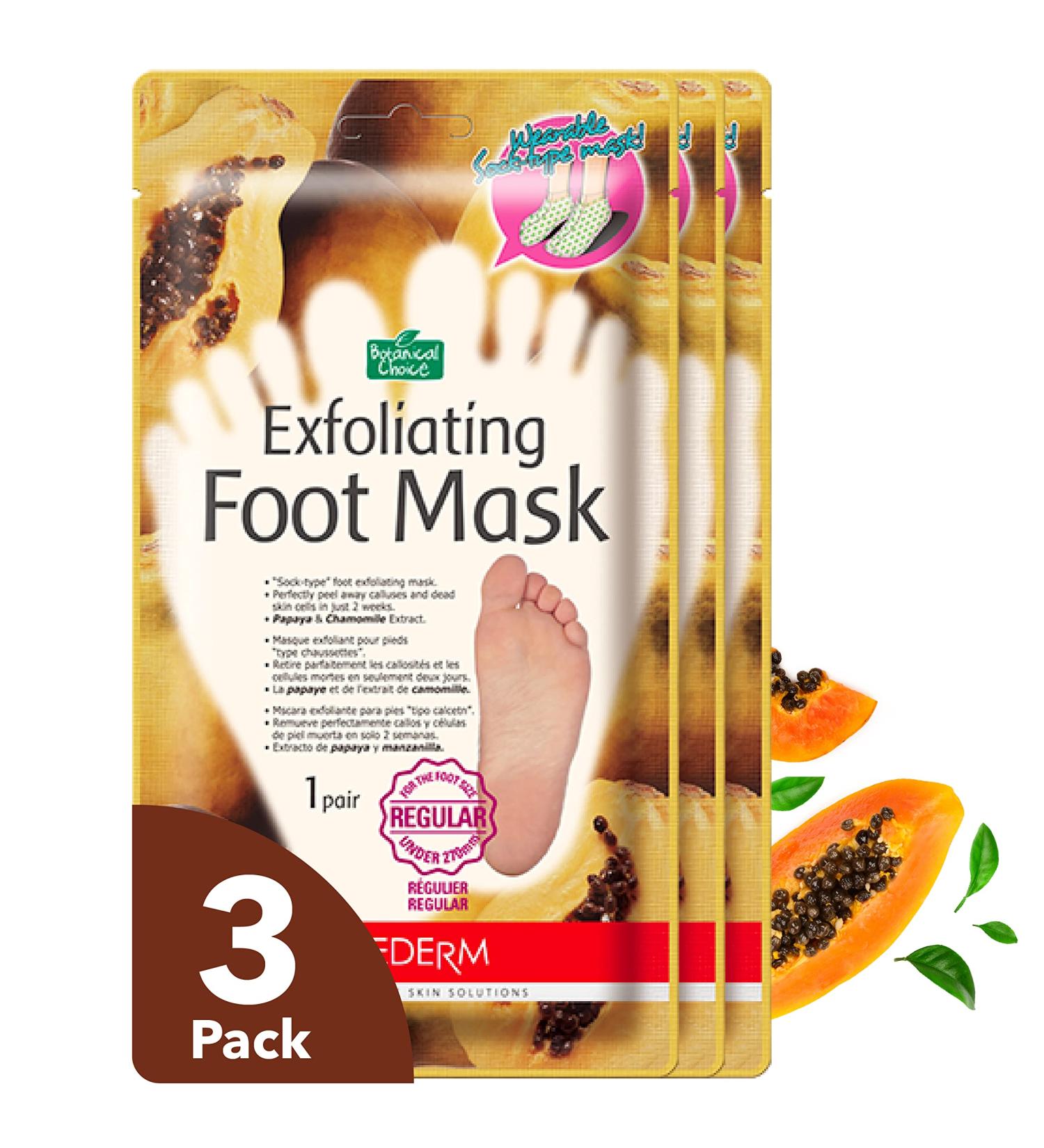 PUREDERM Exfoliating Foot Mask 3 Pack - Vegan Foot Peel for Soft, Cracked Heels with Papaya & Citrus Extracts - Buy Online on SooperMarket.com