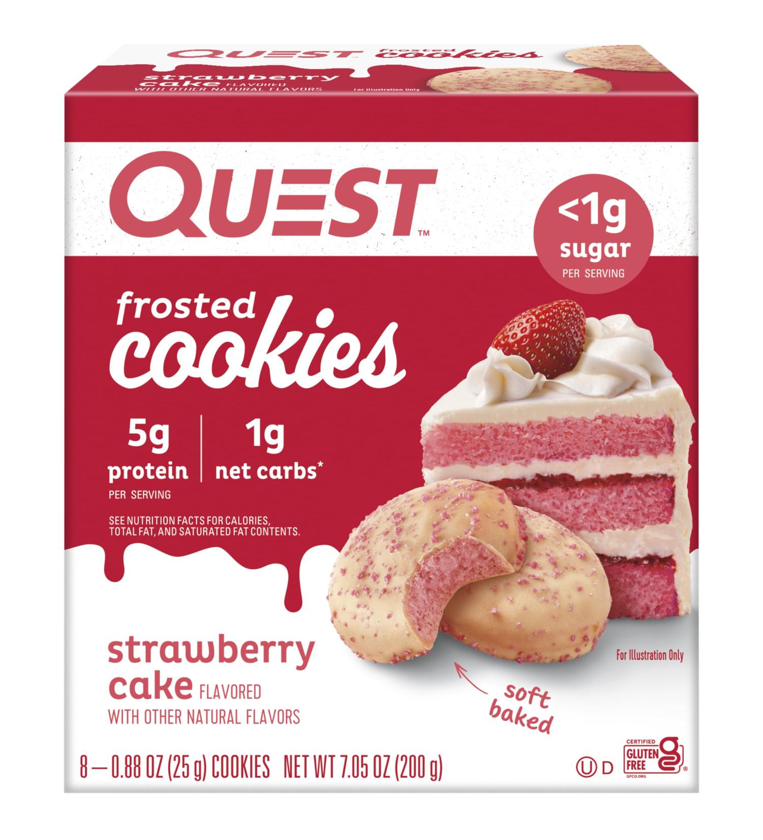 Quest Frosted Cookie Protein Cookie Strawberry Cake 8/box - Buy Online on SooperMarket.com