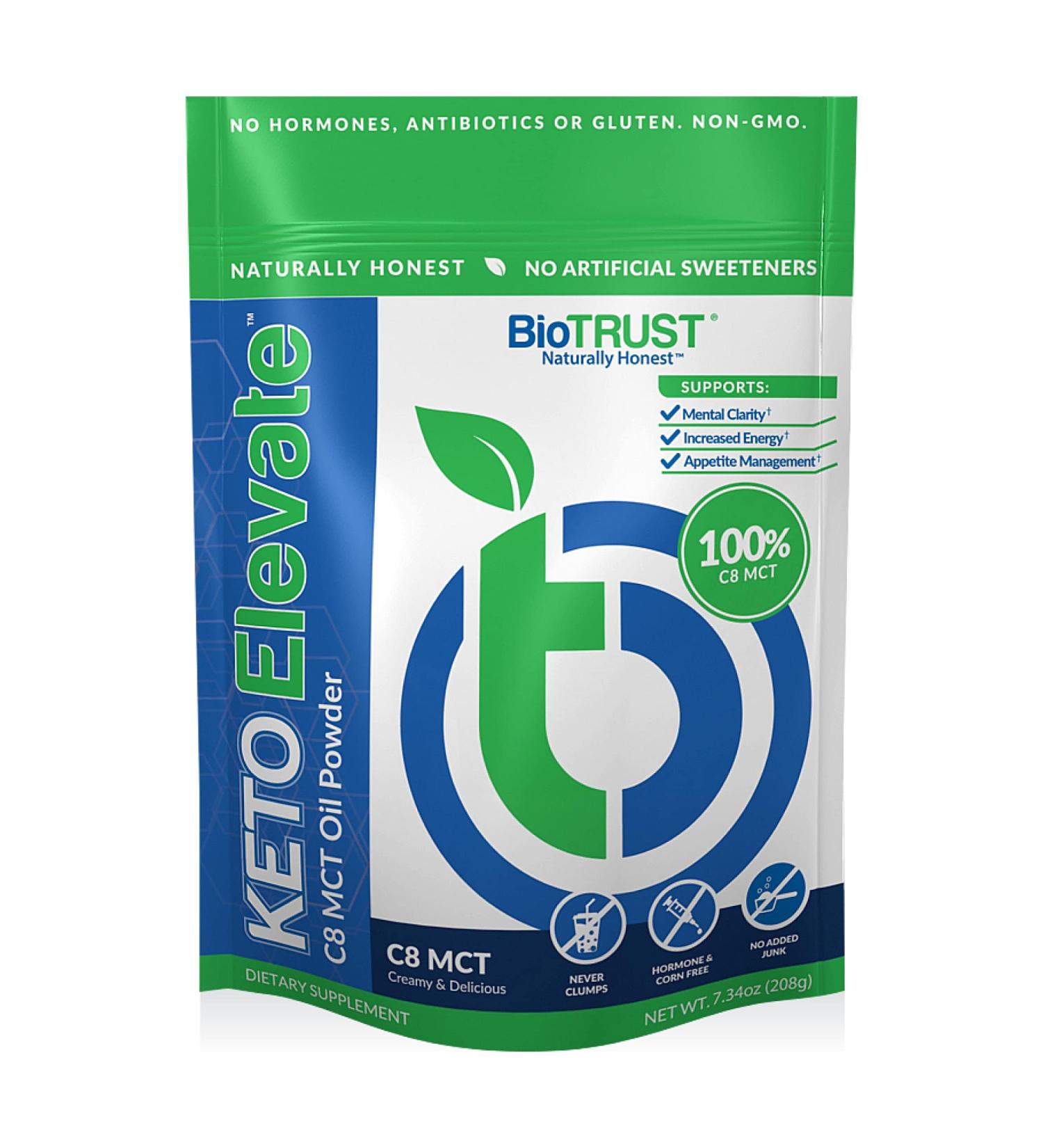 BioTrust Keto Elevate Pure C8 MCT Oil Powder - Ketogenic Diet Supplement - Clean Energy - Mental Focus and Clarity - 100% Caprylic Acid - Unflavored (20 Servings) - Buy Online on SooperMarket.com
