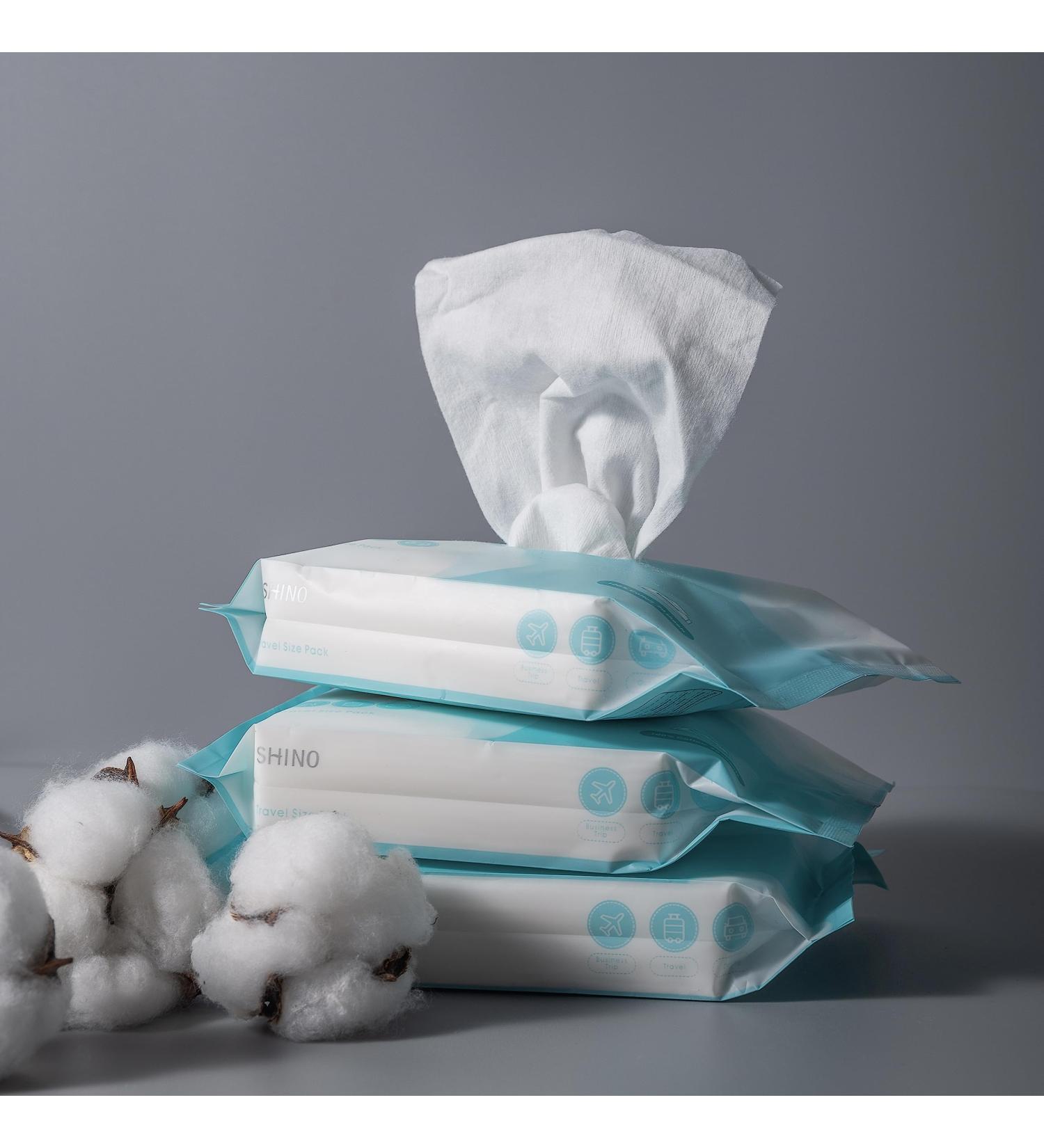SHINO Disposable Cotton Facial Tissue Travel Pack 60 Count Idea for Sensitive Skin 100% Pure Cotton Tissue Perfect for Makeup Removal Baby Care Facial Cleaning and Personal Hygiene (3 Pack) - Buy Online on SooperMarket.com