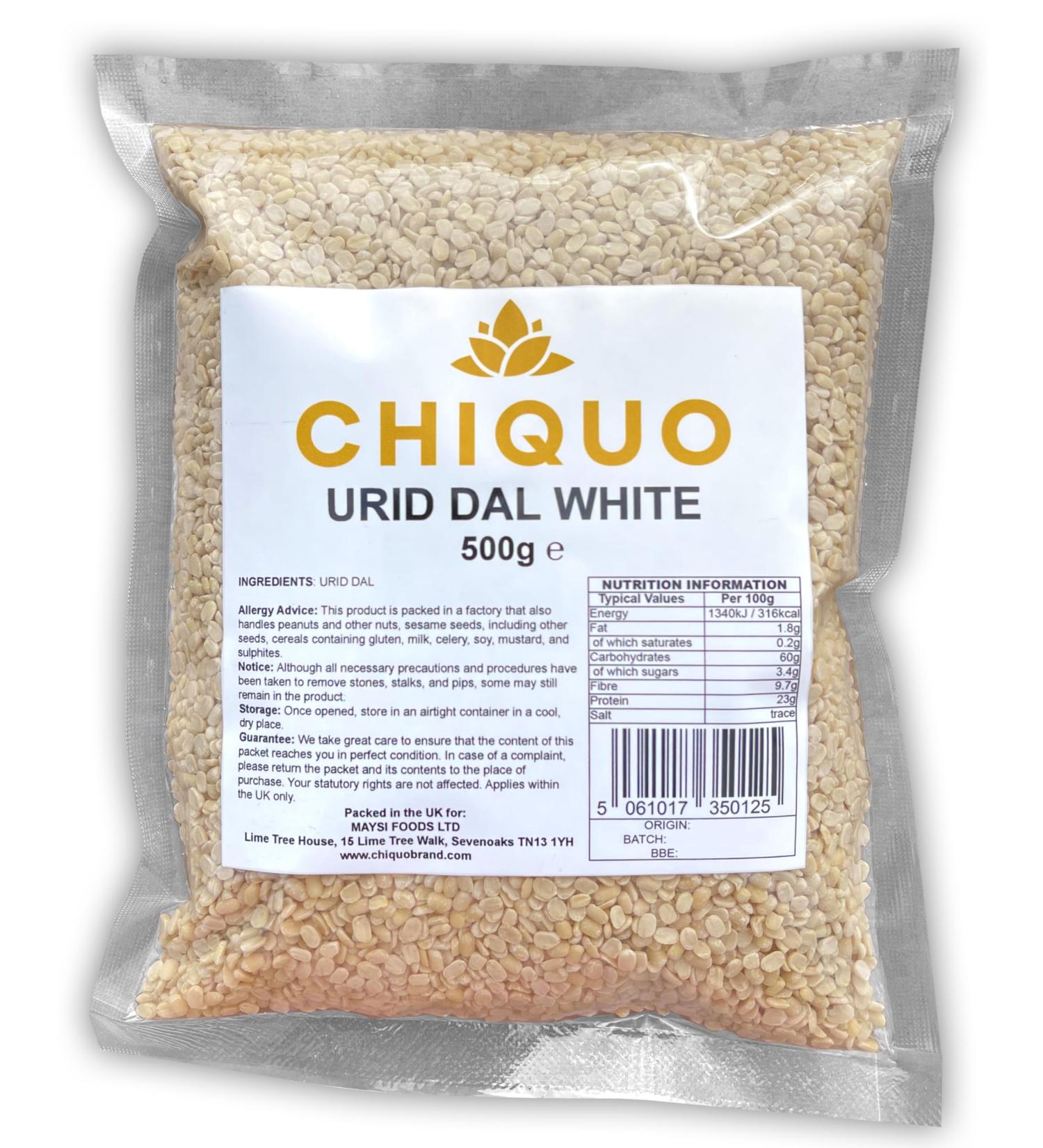 Chiquo Urid Dal White - 500g | Split Matpe Beans | Protein Rich - Buy Online on SooperMarket.com