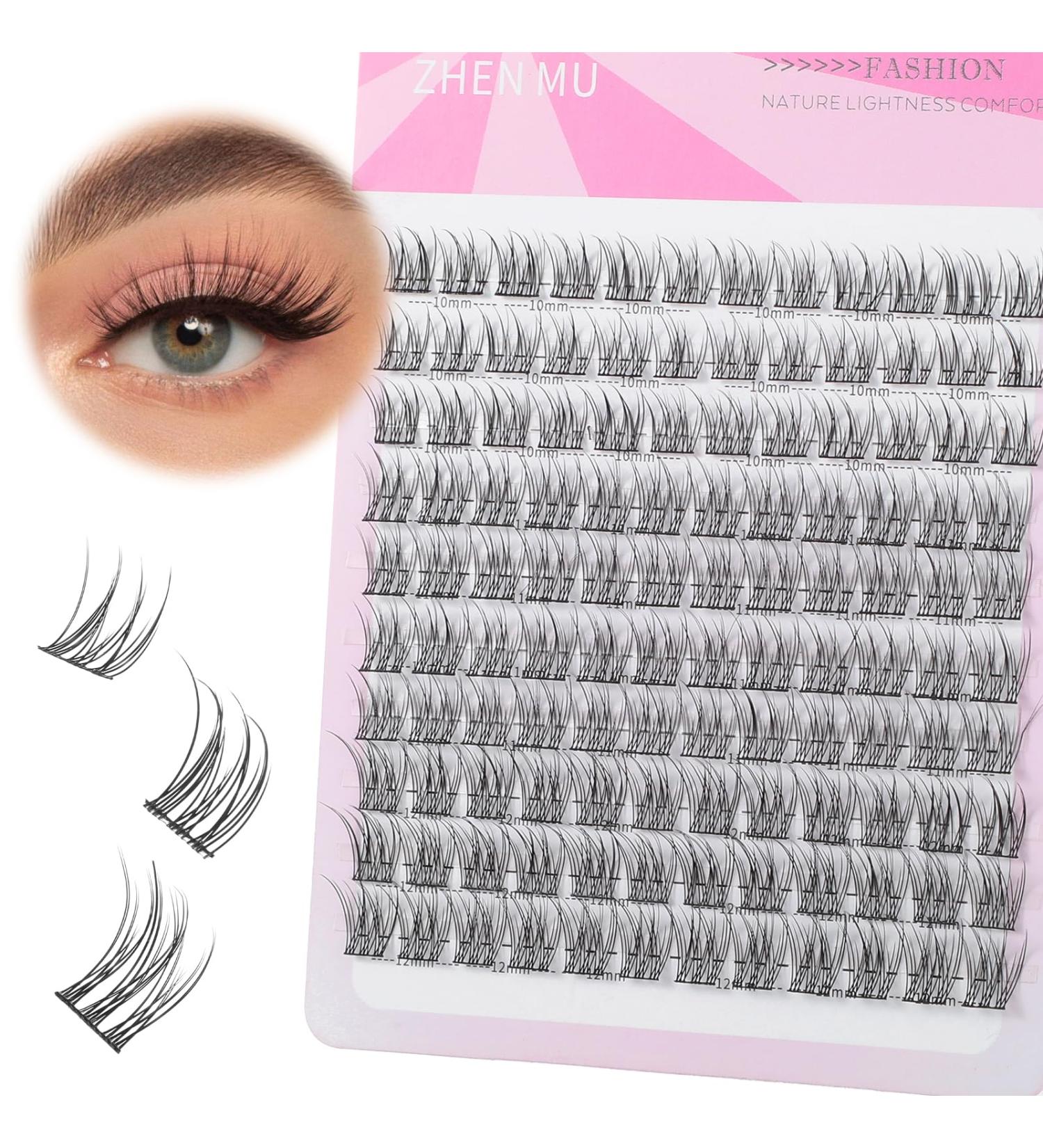 Natural Lash Clusters - 120pcs Wispy Eyelash Extensions (10-12mm) | Thick C Curl DIY False Eyelashes for Beginners | Thin Band Individual Lashes - Buy Online on SooperMarket.com