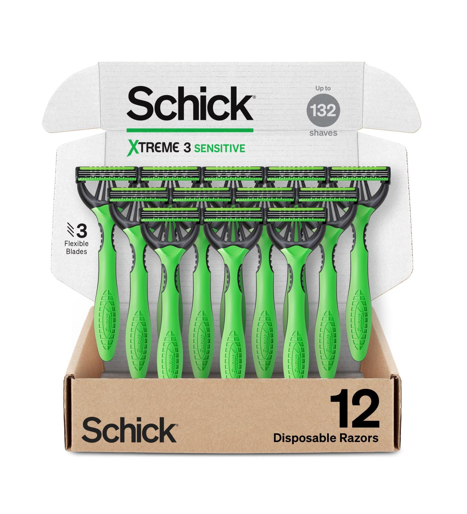 Schick Xtreme 3 Original Sensitive Razor for Men - 12 Count Pack - Buy Online on SooperMarket.com