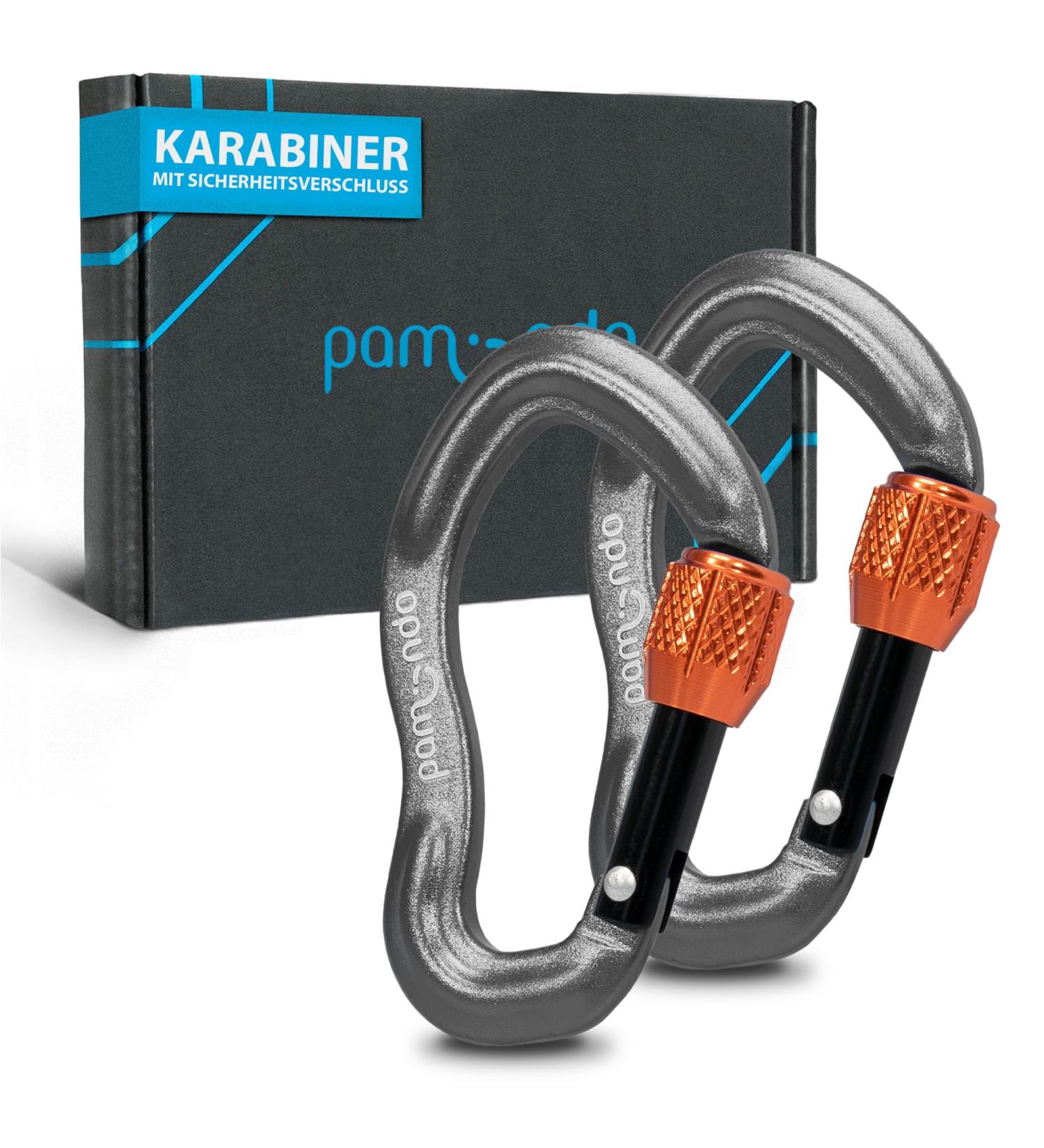 Pamindo Mini Carabiner Set - Screw Cap Aluminum Key Ring Hooks (2x Anthracite) for Outdoor & Travel - Buy Online on SooperMarket.com