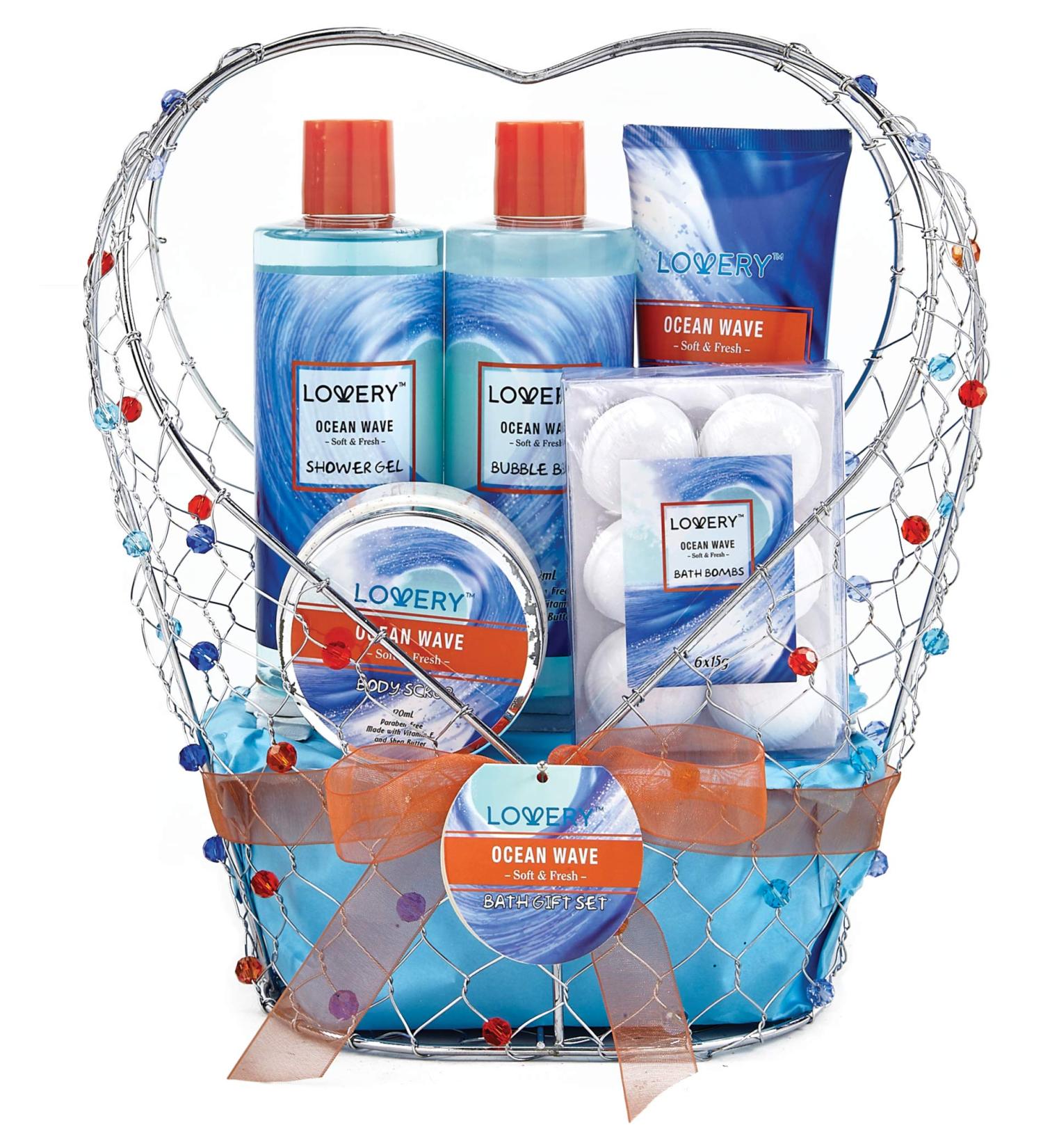 Buy Birthday Gifts for Her | Home Spa Gift Baskets | Ocean Wave Spa Set - 11pc Bath and Body Gift Basket for Women & Men - Buy Online on SooperMarket.com