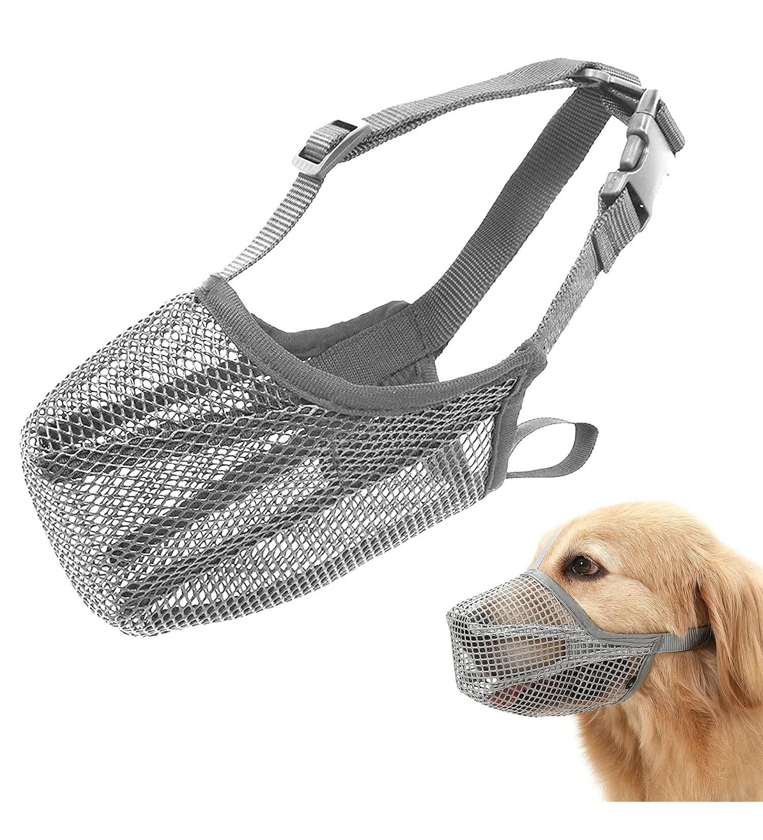 Breathable Mesh Dog Muzzle - Adjustable Nylon Muzzle for Small Dogs | M W-Gray - Buy Online on SooperMarket.com