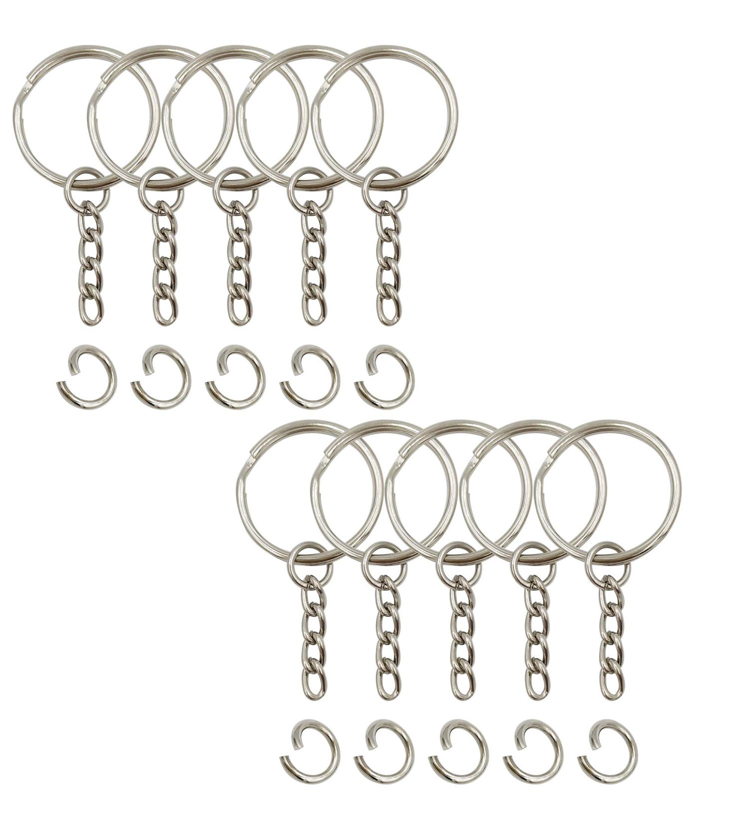 1 Inch Key Ring with Chain and Open Jump Rings - 50 Pack - Buy Online on SooperMarket.com