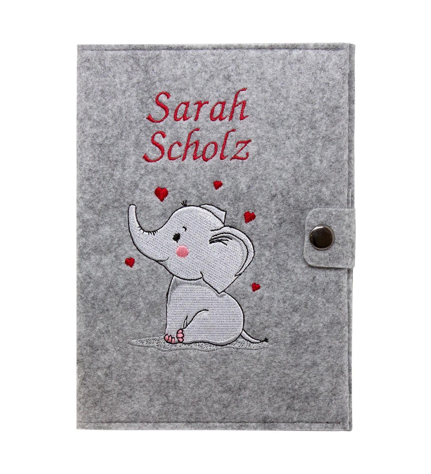 Cozy Racoon Personalized Elephant Mutterpass Cover | Felt Made in Germany | Ideal Gift for Pregnant Mothers with Pockets for Insurance & Ultrasound Images - Buy Online on SooperMarket.com