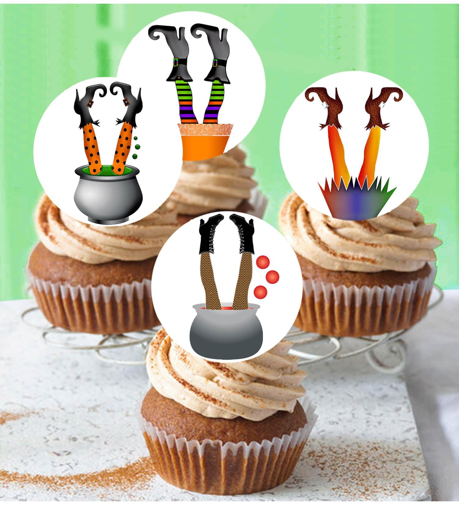 24 x Pre-Cut Halloween Mix 1 Edible Stand up Wafer/Rice Paper Cupcake Toppers Cake Decorations Birthday Party Witch Legs - Buy Online on SooperMarket.com