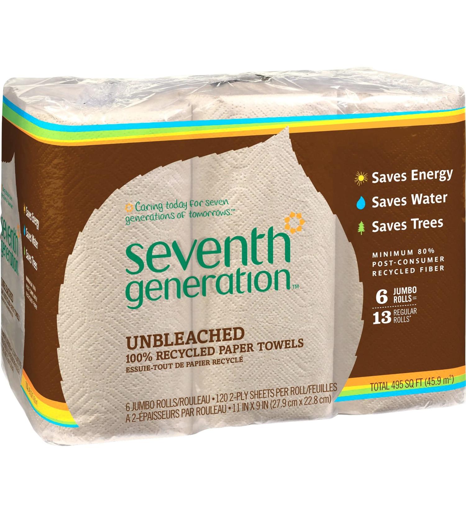 Seventh Generation Paper Towels, Unbleached, Regular Roll - 6 Count (Pack of 1)