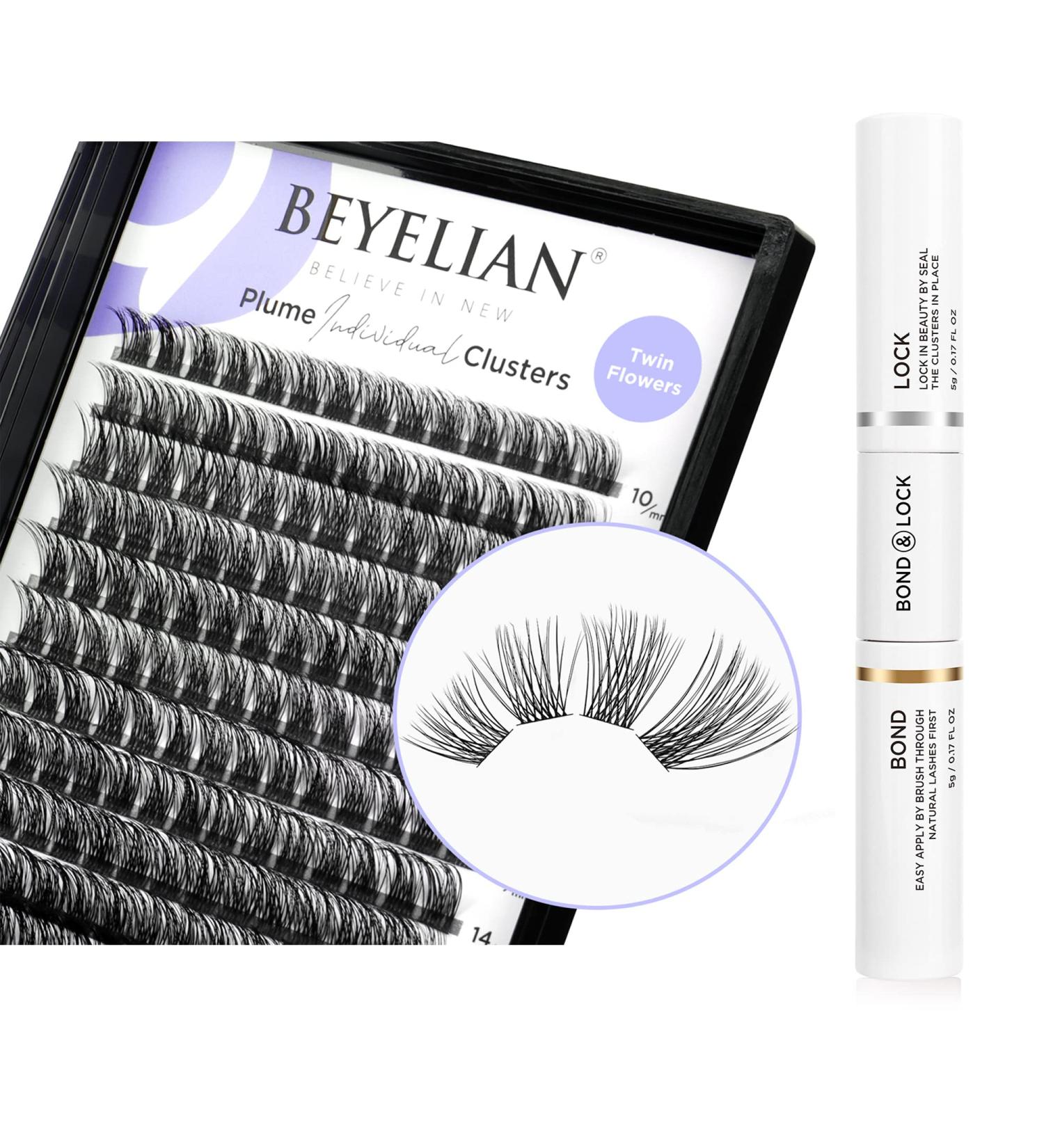 BEYELIAN 168 Pcs Lash Clusters Kit - Strong Hold Individual Cluster Lashes with Bond, Sealant & Mascara Wand - 10-16mm Length - Buy Online on SooperMarket.com