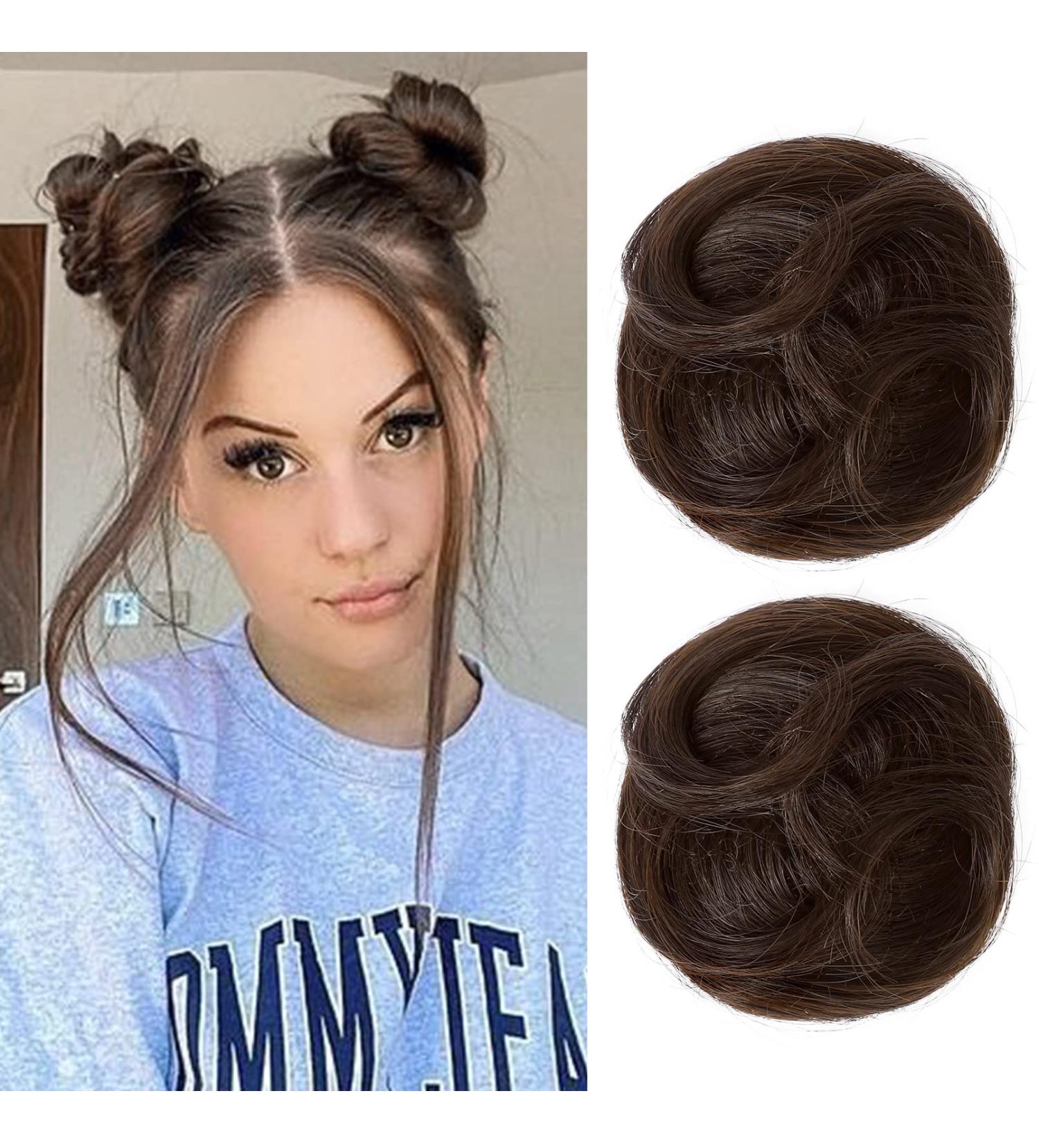 REECHO 2 PCS Mini Claw Clip in Messy & Cat Ears Hair Bun Extensions Wig Accessory Updo Hairpieces for Women Girls (Pack of 2-3.5" Wavy Dark Chocolate Brown) Pack of 2 - 3.5" Wavy Dark Chocolate Brown - Buy Online on SooperMarket.com