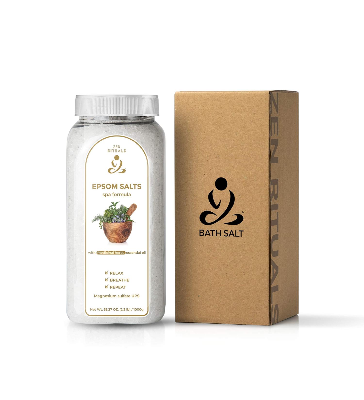 Zen Rituals Epsom Bath Salts - 1 KG Medicinal Herbs Spa Formula with Pure Magnesium Sulfate | International Shipping - Buy Online on SooperMarket.com