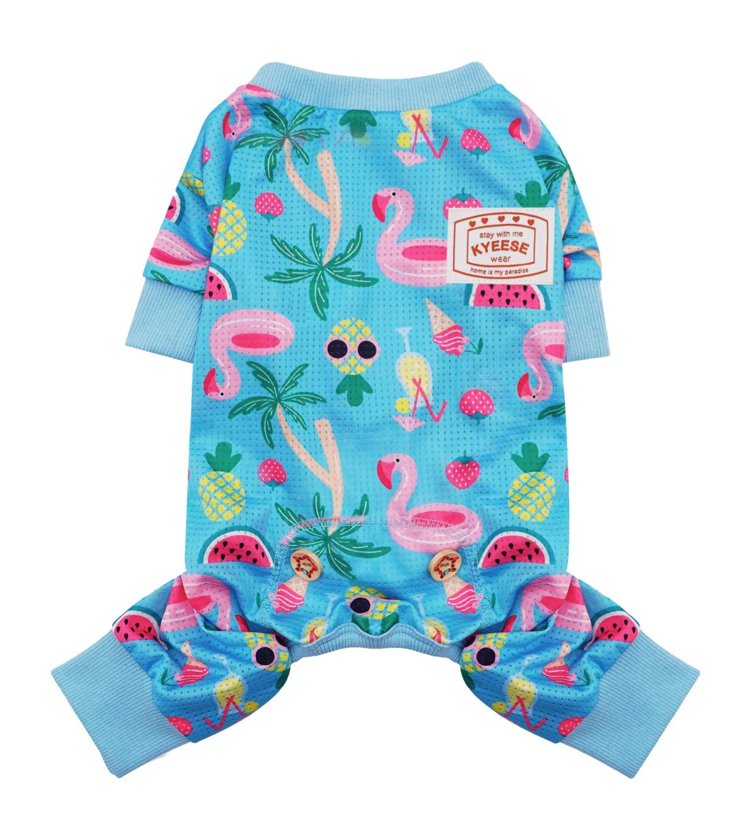 KYEESE Lightweight Dog Pajamas for Medium Dogs - Breathable Summer Onesie Jumpsuit - Flamingo Print - X-Large - Buy Online on SooperMarket.com