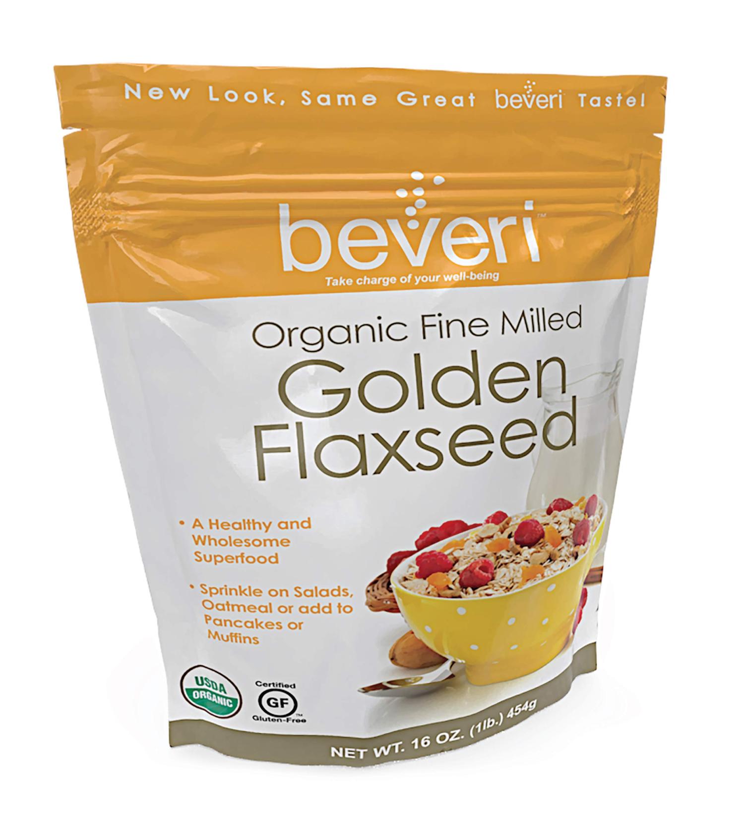 Beveri NutritionOrganic Golden Milled Flax SeedFine Milled SeedA Natural, Essential High-Protein + Fiber Superfood1 Pound Bag (Packaging May Vary)