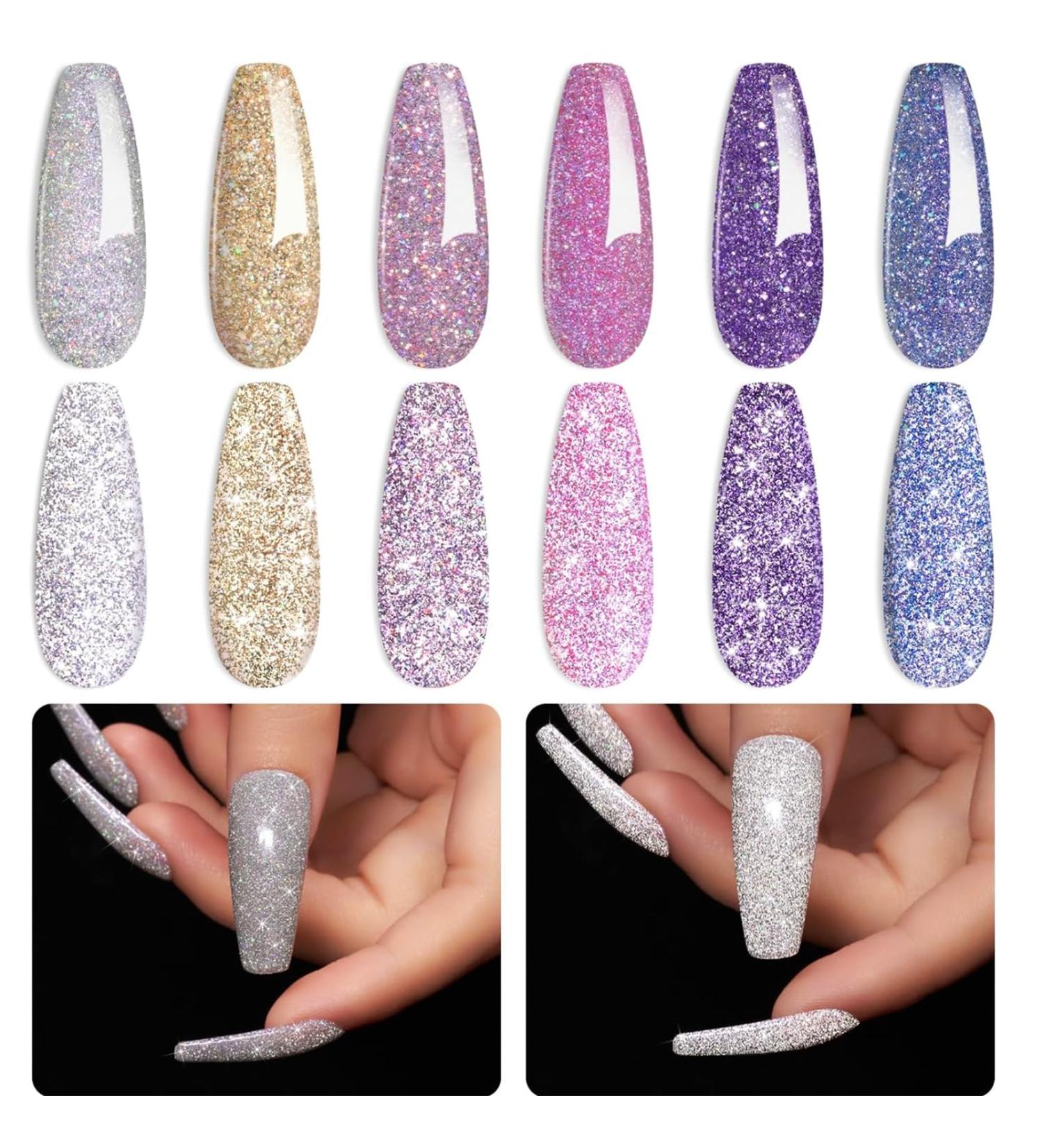 Beetles Reflective Glitter Gel Nail Polish Kit - 6 Holographic Colors for Sparkling Manicures - Buy Online on SooperMarket.com