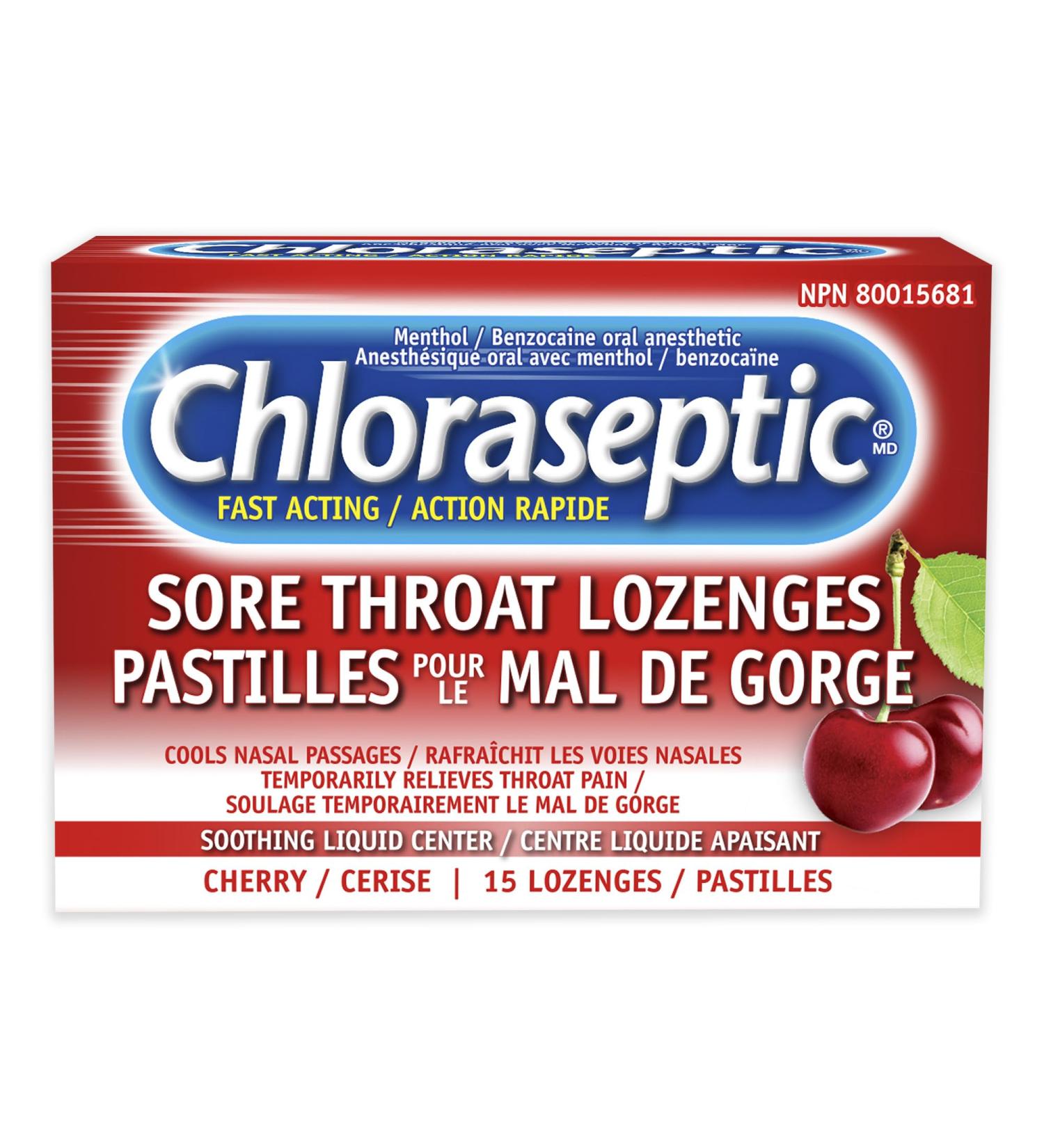 Chloraseptic Fast Acting Sore Throat Lozenges with Soothing Liquid Centre Cherry Flavour 15 Lozenges - Buy Online on SooperMarket.com