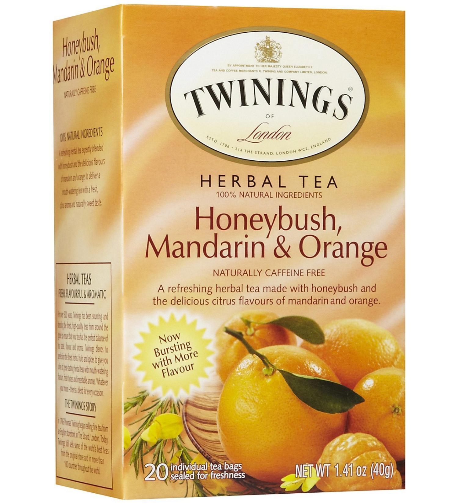 Twinings Herbal Tea Honeybush Mandarin & Orange Caffeine Free 20 Individual Tea Bags 1.41 oz (40 g)