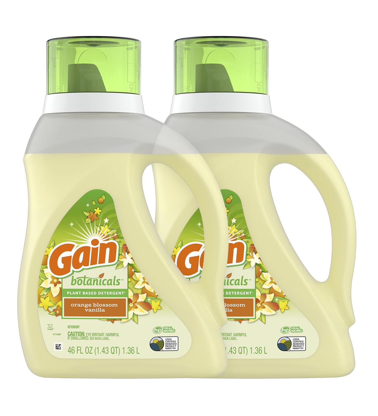 Gain Botanicals Orange Blossom Vanilla Plant Based Laundry Detergent 46 fl oz - Pack of 2 | HE Compatible, 32 Loads - Buy Online on SooperMarket.com
