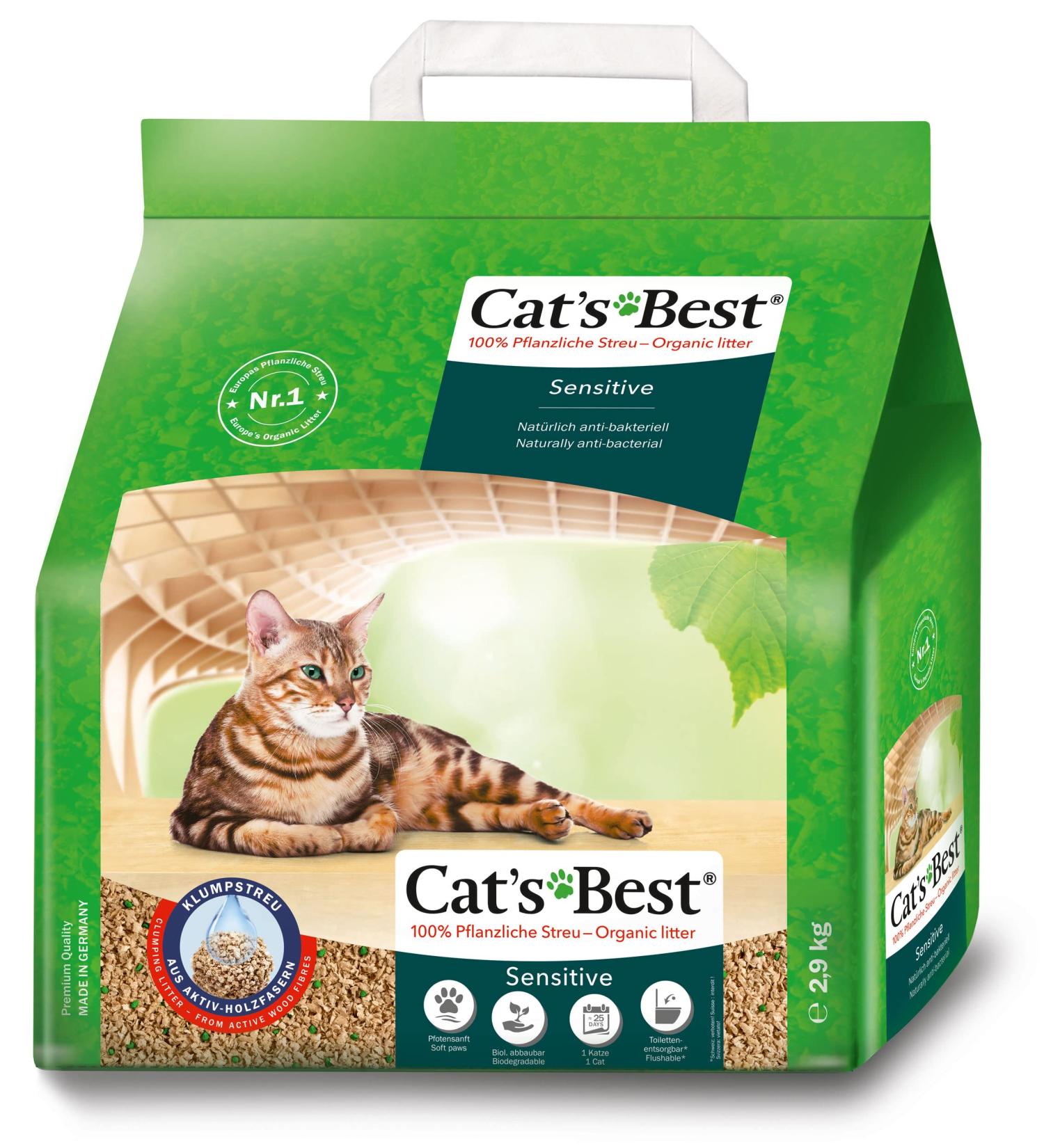 Buy Cats Best Sensitive 100% Vegetable Cat Litter | Antibacterial & Firm Clumping | Perfect for Sensitive Cats - 2.9 kg/8L - International Shipping - Buy Online on SooperMarket.com