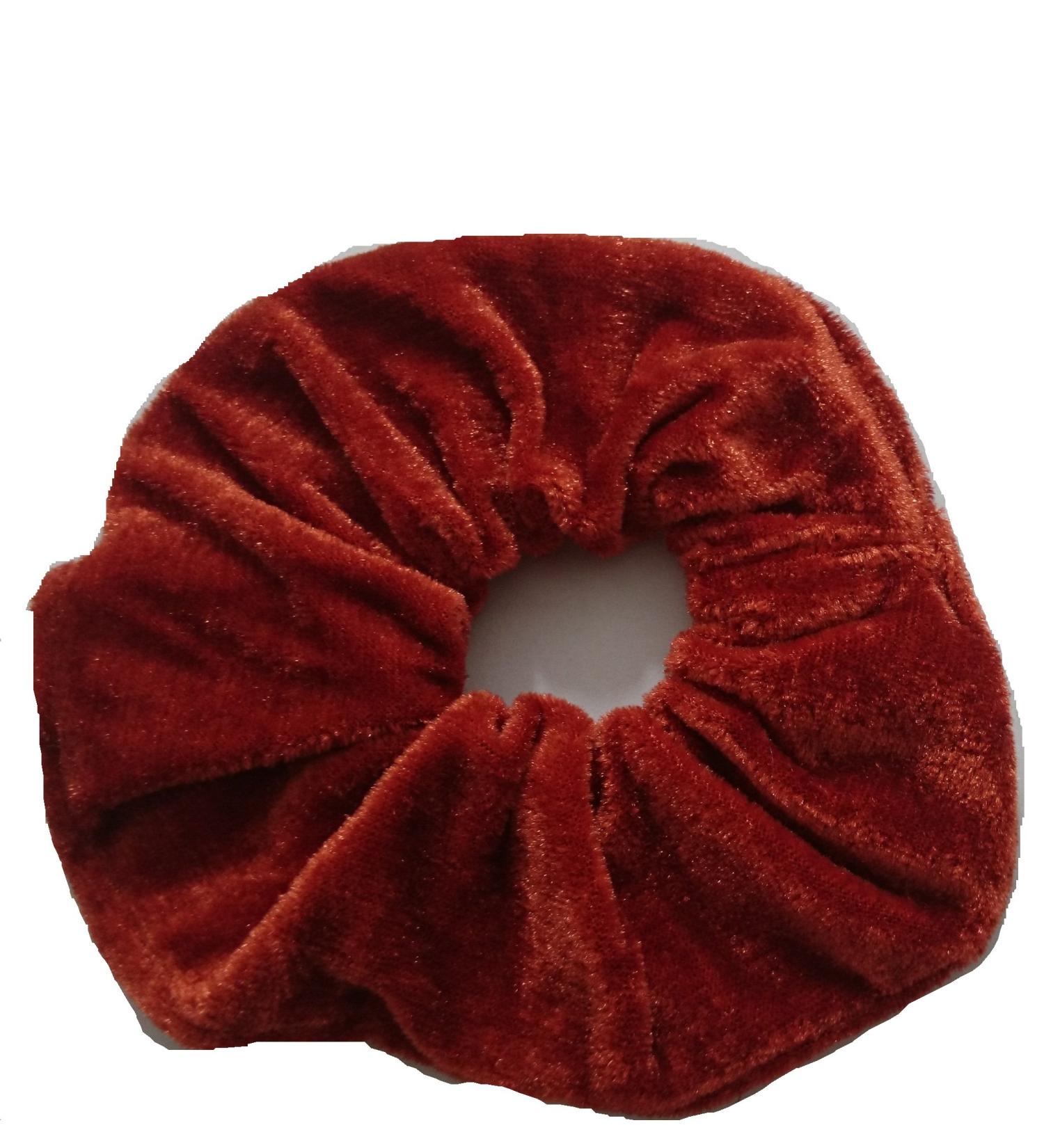 AADYA Pair of Extra Large (15CM) Velvet Hair SCRUNCHIES Elastic Scrunchy Hair BOBBLES (Rust)