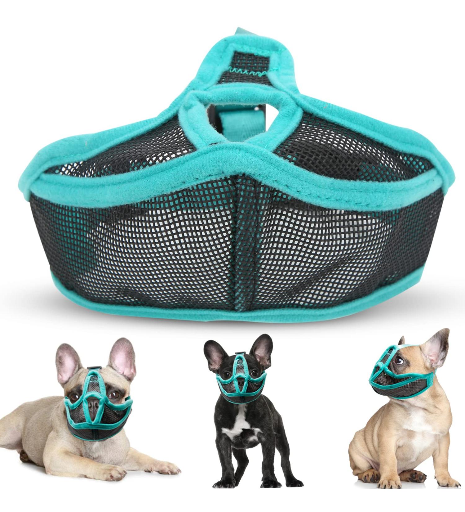 Breathable Dog Muzzle for Short Snouts | Adjustable Anti-Bite Mesh Muzzle for French Bulldogs & XL Breeds - Buy Online on SooperMarket.com