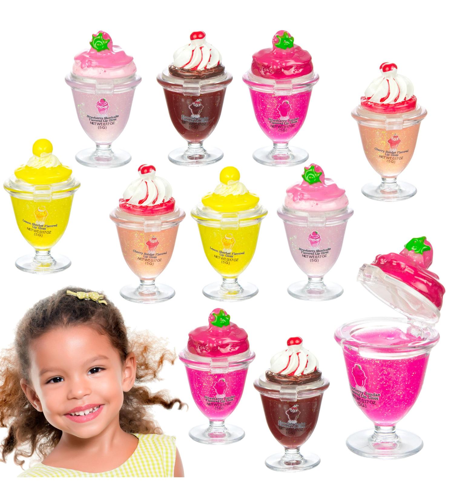 Expressions 10pc Ice Cream Sundae Lip Gloss Collection | Kids Makeup Set | Glittery Dessert Flavored Gloss - Buy Online on SooperMarket.com