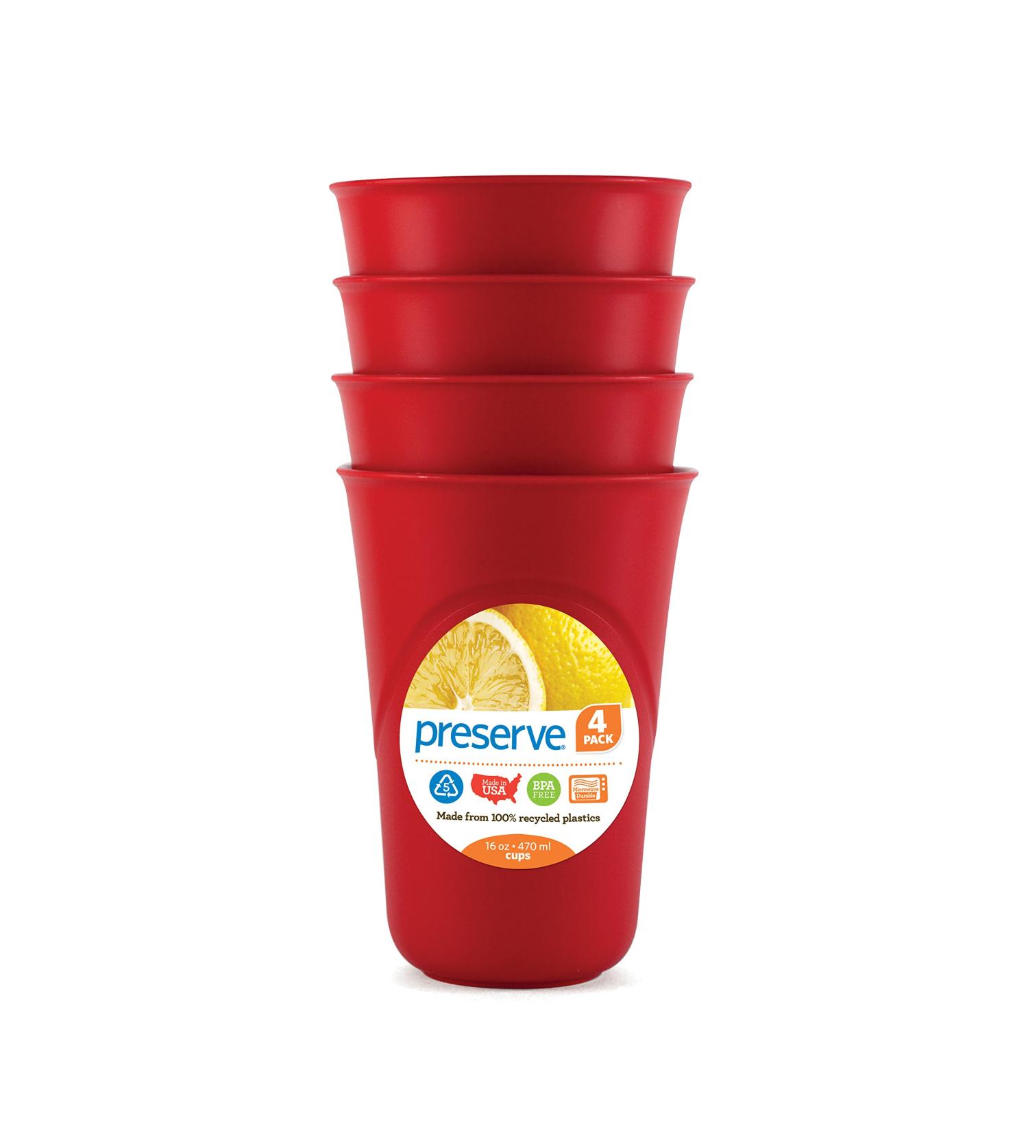 Preserve Everyday 16 oz Cups - Set of 4 in Pepper Red | Eco-Friendly & Durable - Buy Online on SooperMarket.com