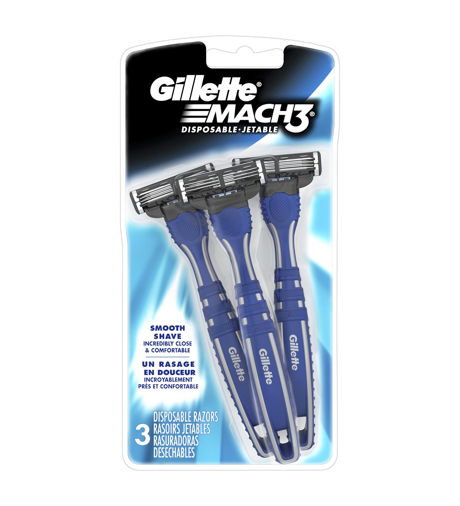 Gillette Mach3 Men's Disposable Razor 3 Count - White (Pack of 1) - Buy Online on SooperMarket.com