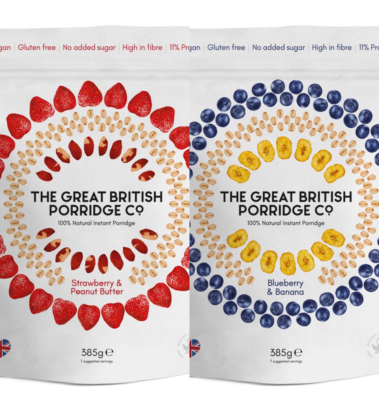 The Great British Porridge Co ( Strawberry & Peanut Butter + Blueberry & Banana)