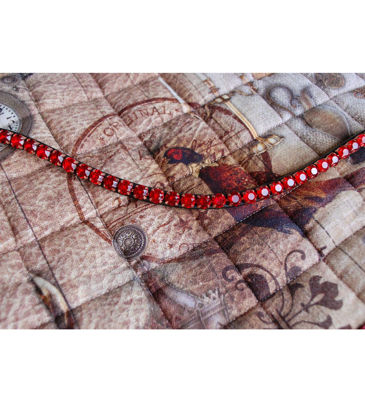 Shop Happiness Hinge Headband Horse Red 'Siam' - Curved Narrow Design with Large Stones | KB Dark Brown Leather - Buy Online on SooperMarket.com