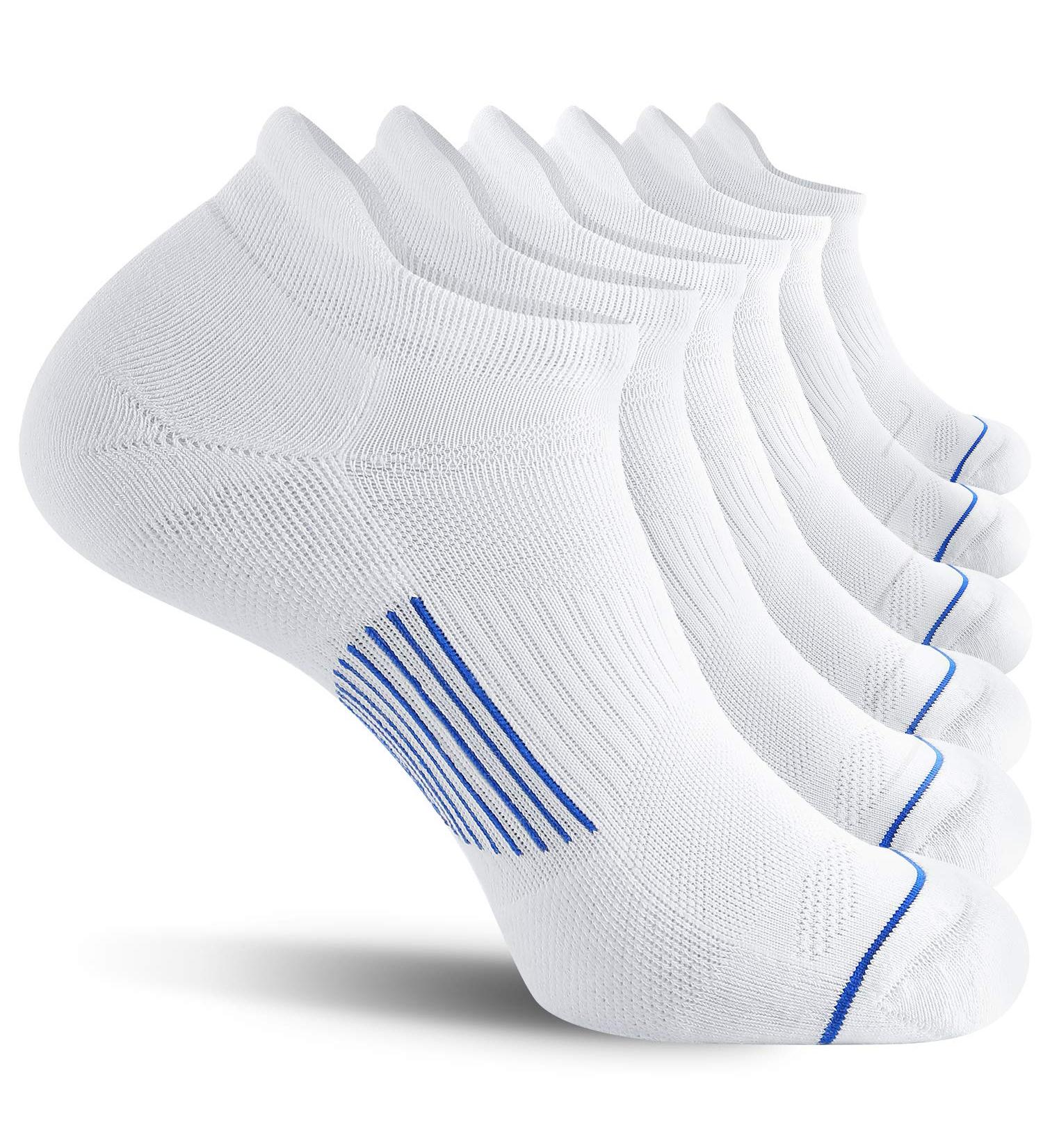 FITRELL Men's 6 Pack Ankle Running Socks - White Blue, Sizes 7-9 - Cushioned Athletic Sports Socks - Buy Online on SooperMarket.com