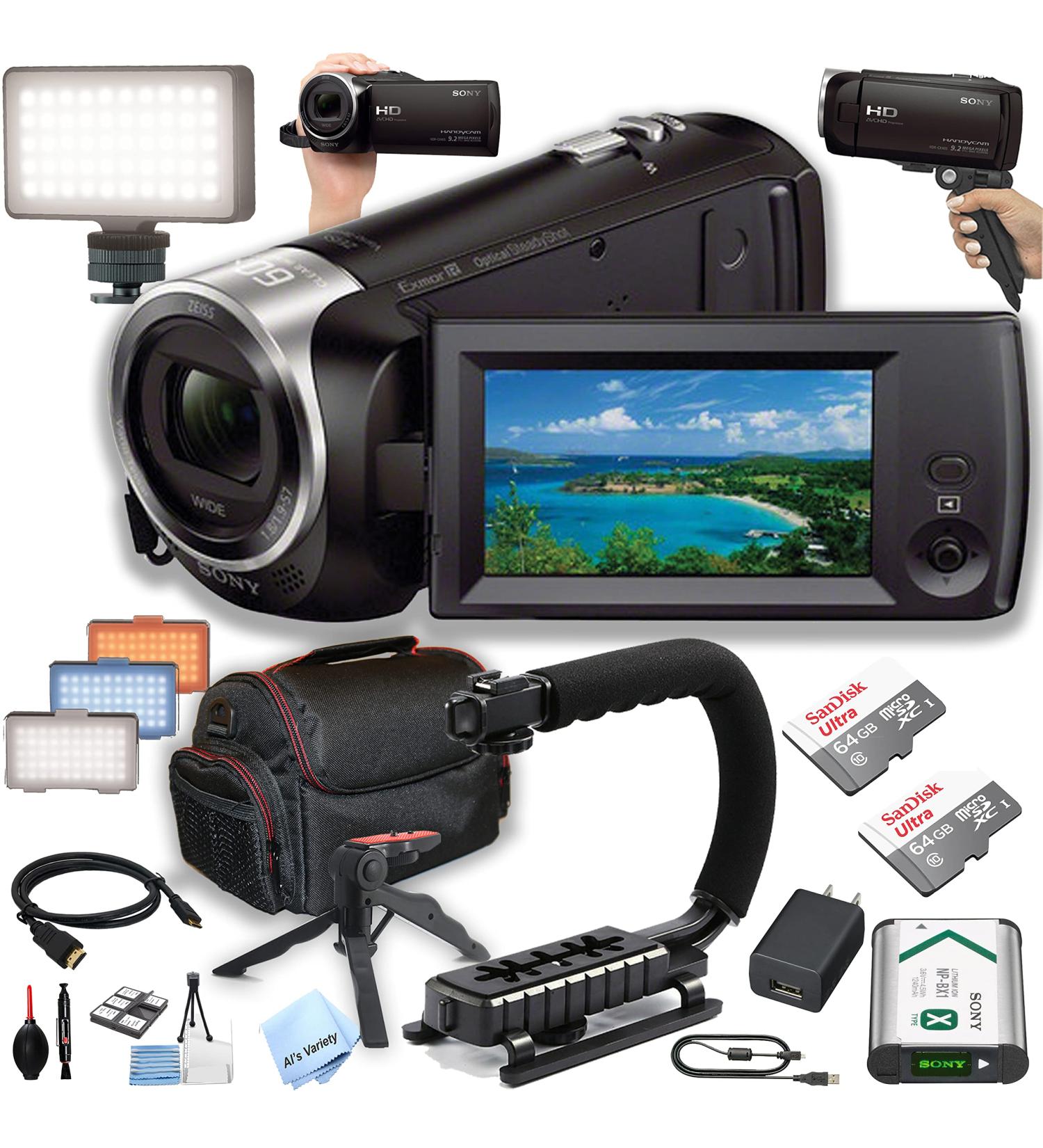 Sony HDR-CX405 HD Handycam Bundle with 128GB Memory, LED Video Light, U Grip Stabilizing Handle, Steady GripPod, and Case - 26pc Kit - Buy Online on SooperMarket.com