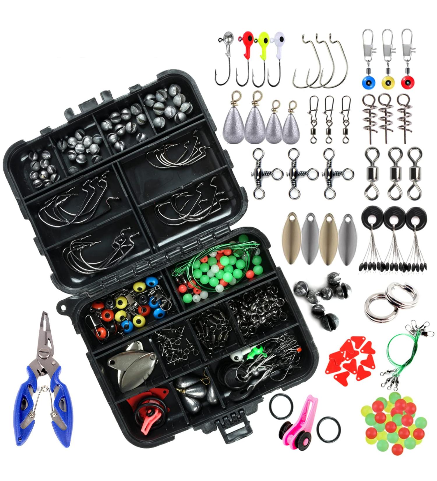 LIXADA 188-Part Fishing Accessory Set | Tackle Box Pliers Jig Hooks & More | 273 & 343 Accessories | International Shipping Available - Buy Online on SooperMarket.com