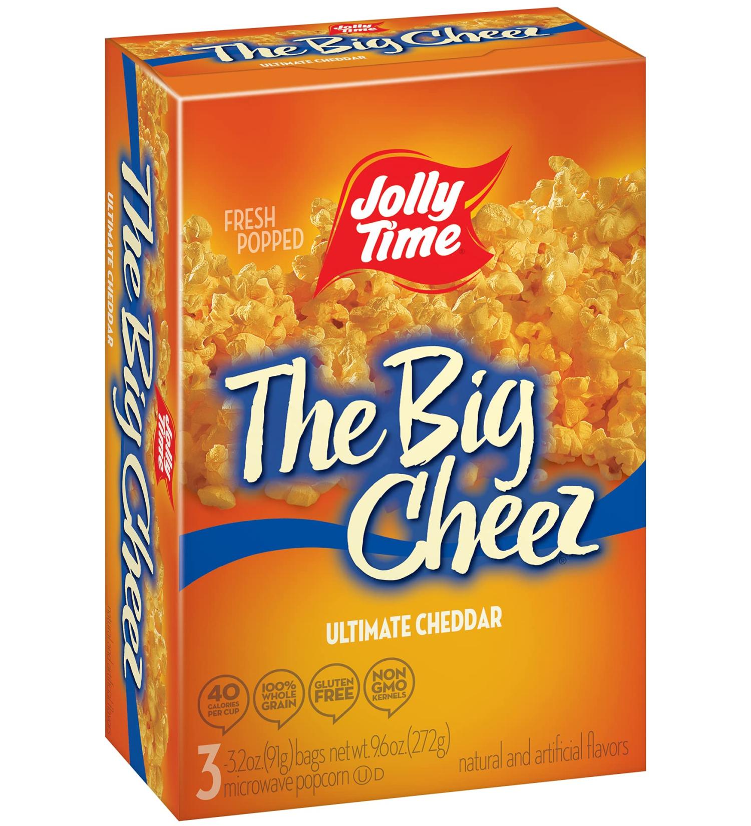 Jolly Time The Big Cheez Cheddar Cheese Microwave Popcorn - 3 Count Pack for Cheesy Snacking - Buy Online on SooperMarket.com