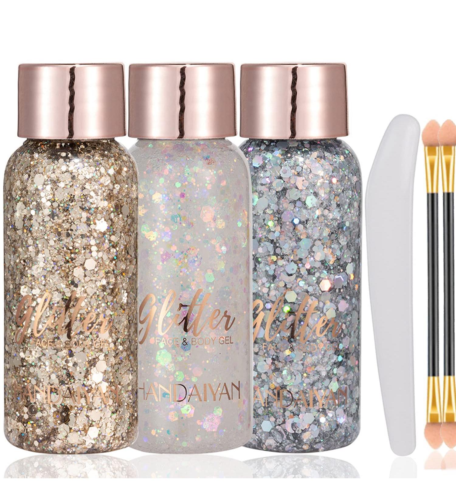 Mermaid Sequins Glitter Gel Set C - Long Lasting & Waterproof Face, Body, Hair, Nail & Eyeshadow Makeup - Buy Online on SooperMarket.com