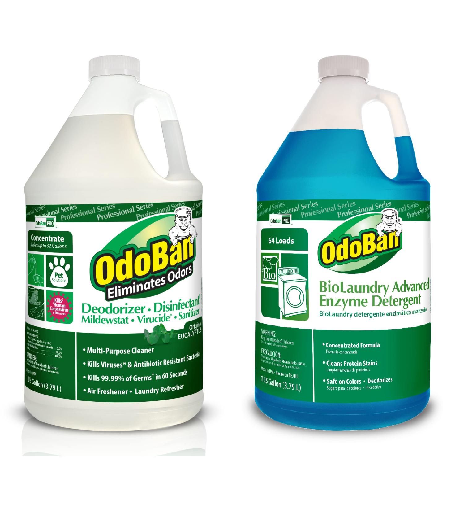 OdoBan Professional 1 Gal Eucalyptus Odor Eliminator & 1 Gal BioLaundry Enzyme Detergent - 2 Pack - Buy Online on SooperMarket.com