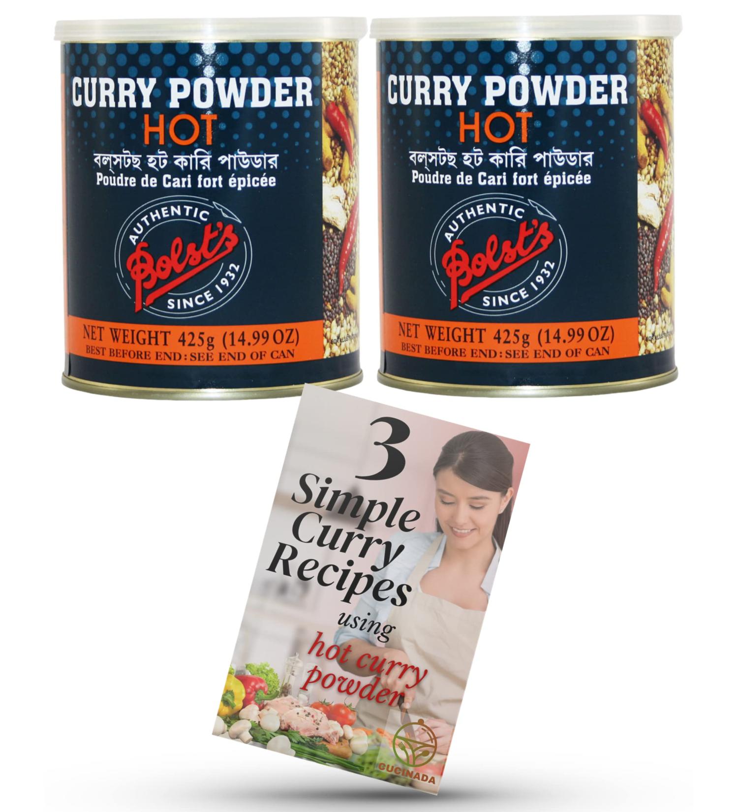 Bolst's Hot Curry Powder Tin (2 x 425g) with Recipe Leaflet - Perfect for Delicious Curry Dishes | Ideal for Homeowners & Caterers - Buy Online on SooperMarket.com