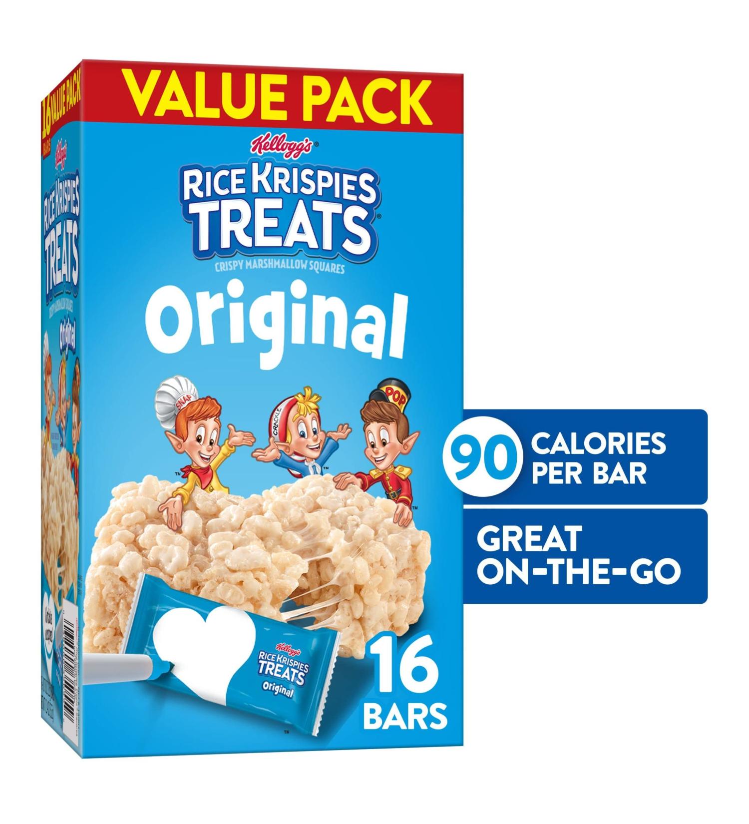 Rice Krispies Treats Marshmallow Snack Bars Value Pack - Original 12.4oz Box (16 Bars) - Buy Online on SooperMarket.com