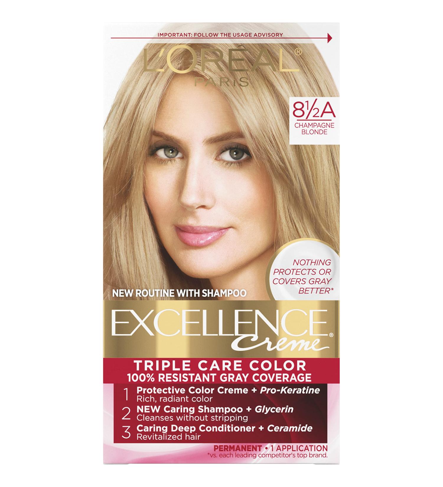 L'Oreal Paris Excellence Creme 8.5A Champagne Blonde Hair Color - Gray Coverage, All Hair Types - 1 Pack - Buy Online on SooperMarket.com