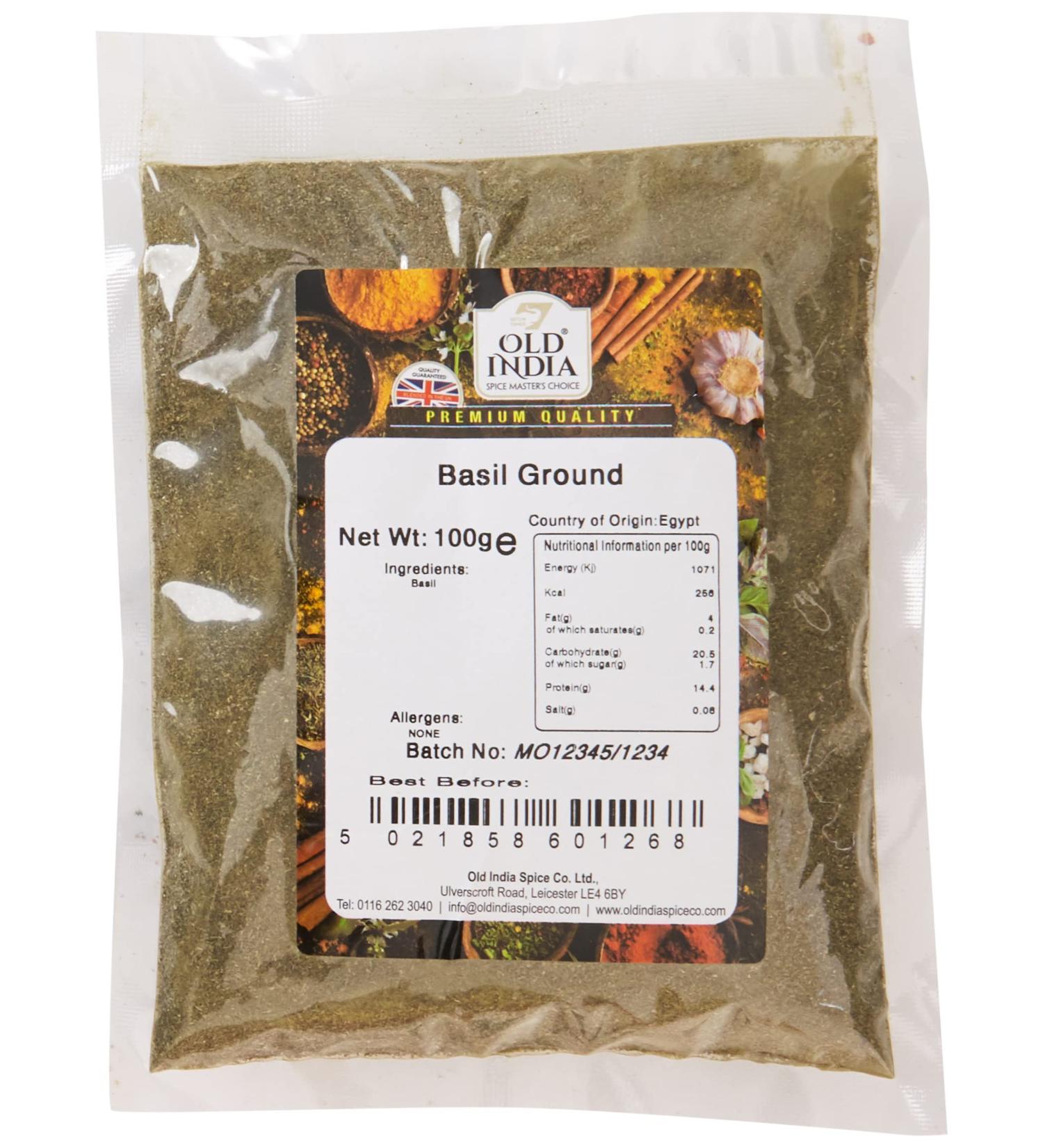 Old India Basil Ground 100g - Premium Quality Basil Spice for Cooking and Seasoning - Buy Online on SooperMarket.com