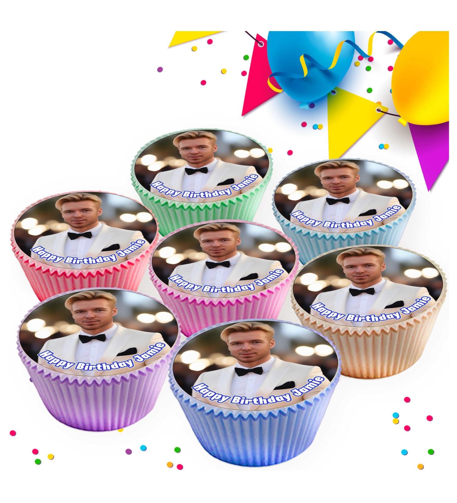 30 X YOUR OWN PERSONALISED PHOTO OR LOGO EDIBLE ICING CUPCAKE TOPPERS DECORATIONS