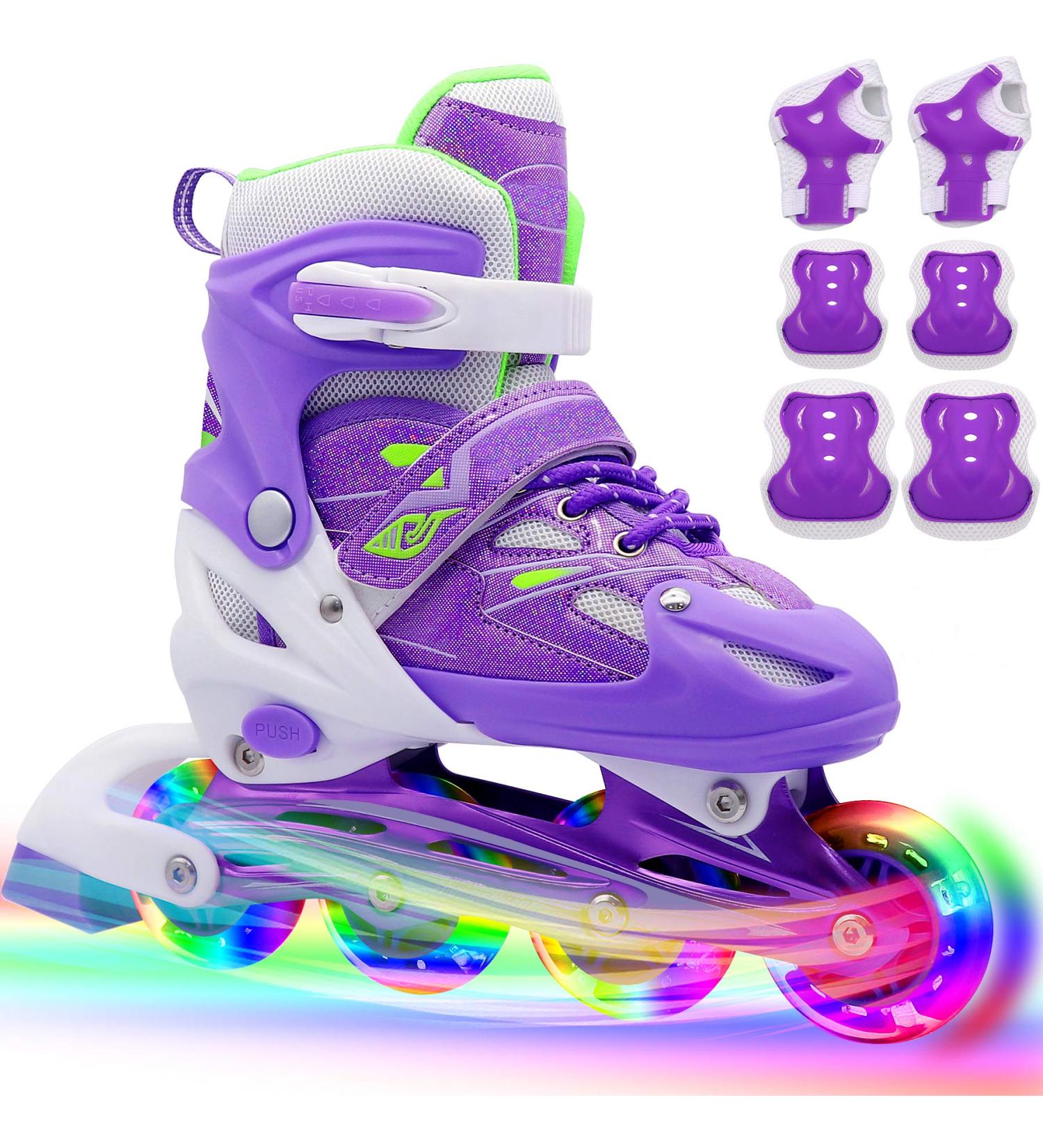 PETUOL Kids Adjustable Roller Skates | Full Light Up Wheels | Girls & Ladies Small Size (11J-1) - Buy Online on SooperMarket.com