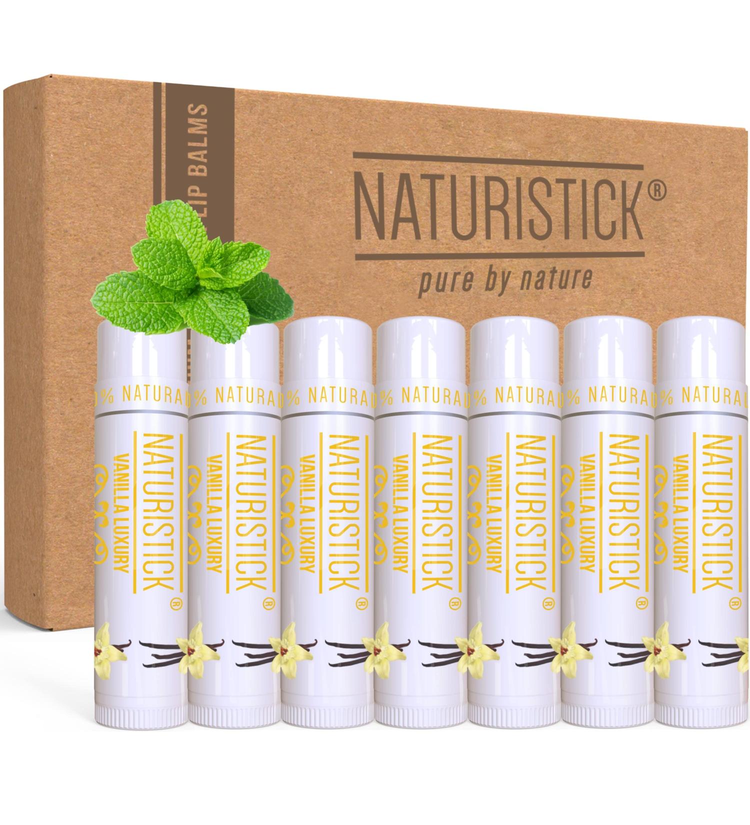 7-Pack Vanilla Lip Balm Gift Set by Naturistick - 100% Natural Beeswax Chapstick for Dry Lips, Made in USA - Buy Online on SooperMarket.com