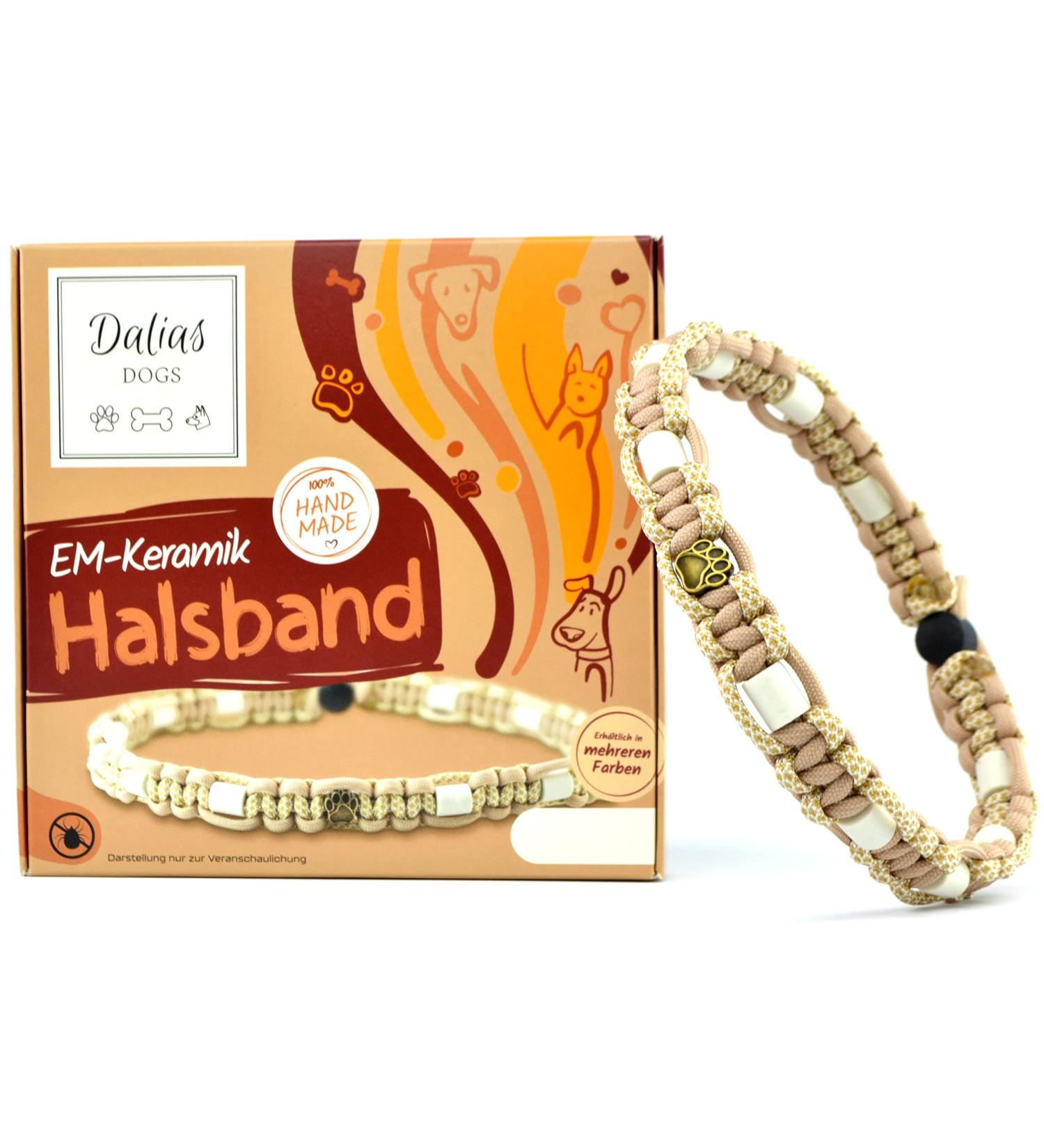 Custom EM Ceramic Collar for Dogs & Cats | Made to Measure US Paracord (21-30 cm Beige) - International Shipping - Buy Online on SooperMarket.com