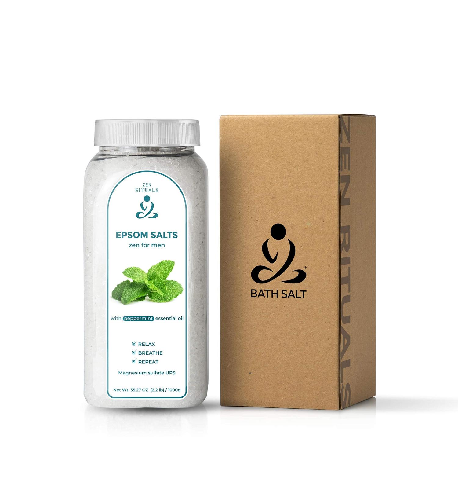 Zen Rituals Epsom Bath Salts - Peppermint Zen for Humans - 1 KG Pure Magnesium Sulfate - International Shipping Available - Buy Online on SooperMarket.com