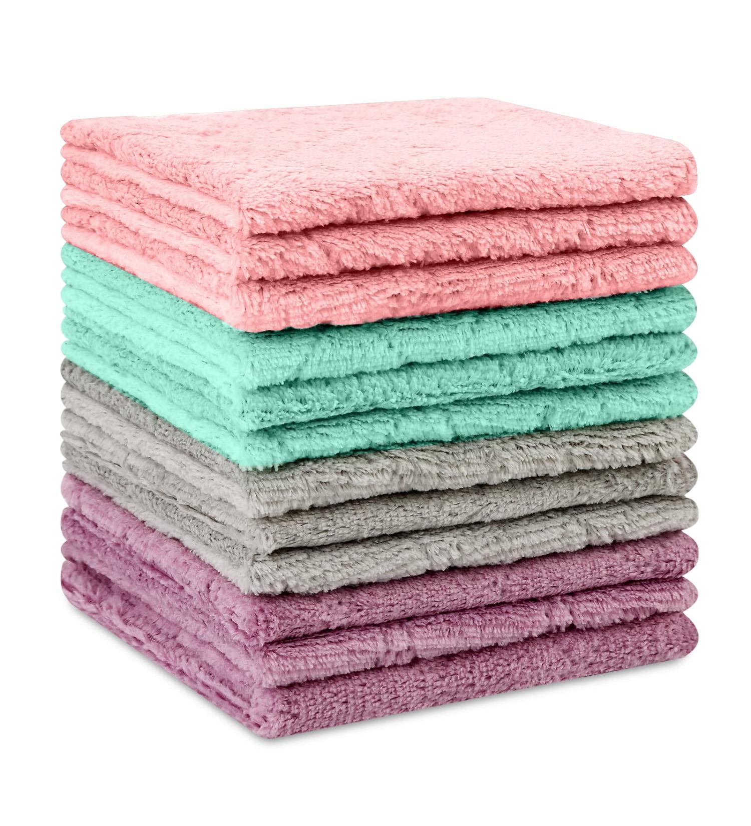 12 Pack Double-Sided Microfiber Cleaning Cloths - Lint Free & Highly Absorbent - Multi-Purpose Kitchen & Car Towels - Buy Online on SooperMarket.com