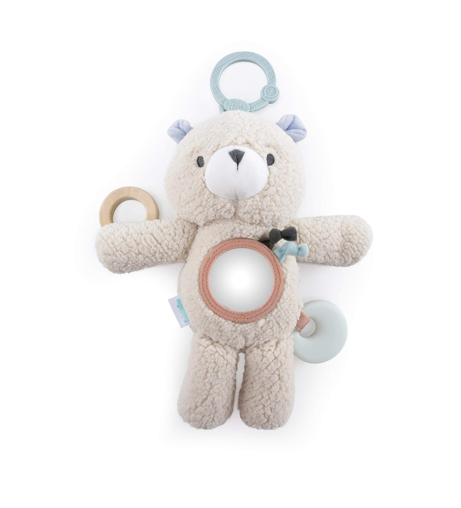 Ingenuity Nate the Teddy Bear Travel Activity Toy - Soft Plush with Wooden Teethers | For Newborns & Up - Buy Online on SooperMarket.com