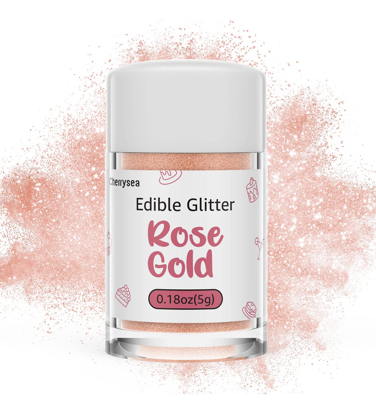Edible Glitter Cake Glitter Drink Glitter Edible Dust  Edible Sparkles for Food Cupcakes Cookies Candy Sugar Pops Kosher Halal Certified Food Grade Coloring for Wines Cocktails Champagne Beverages - Rose Gold 1-Rose Gold - Buy Online on SooperMarket.com