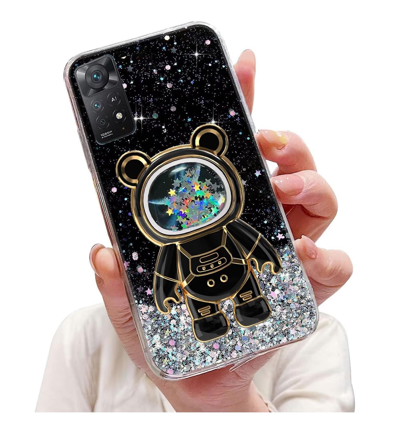 Shop Tivenfezk Nadoli Astronaut Phone Case for Xiaomi Redmi Note 11 - Bling Silicone Stand Shell Glitter Design Transparent Protective Cover - Buy Online on SooperMarket.com